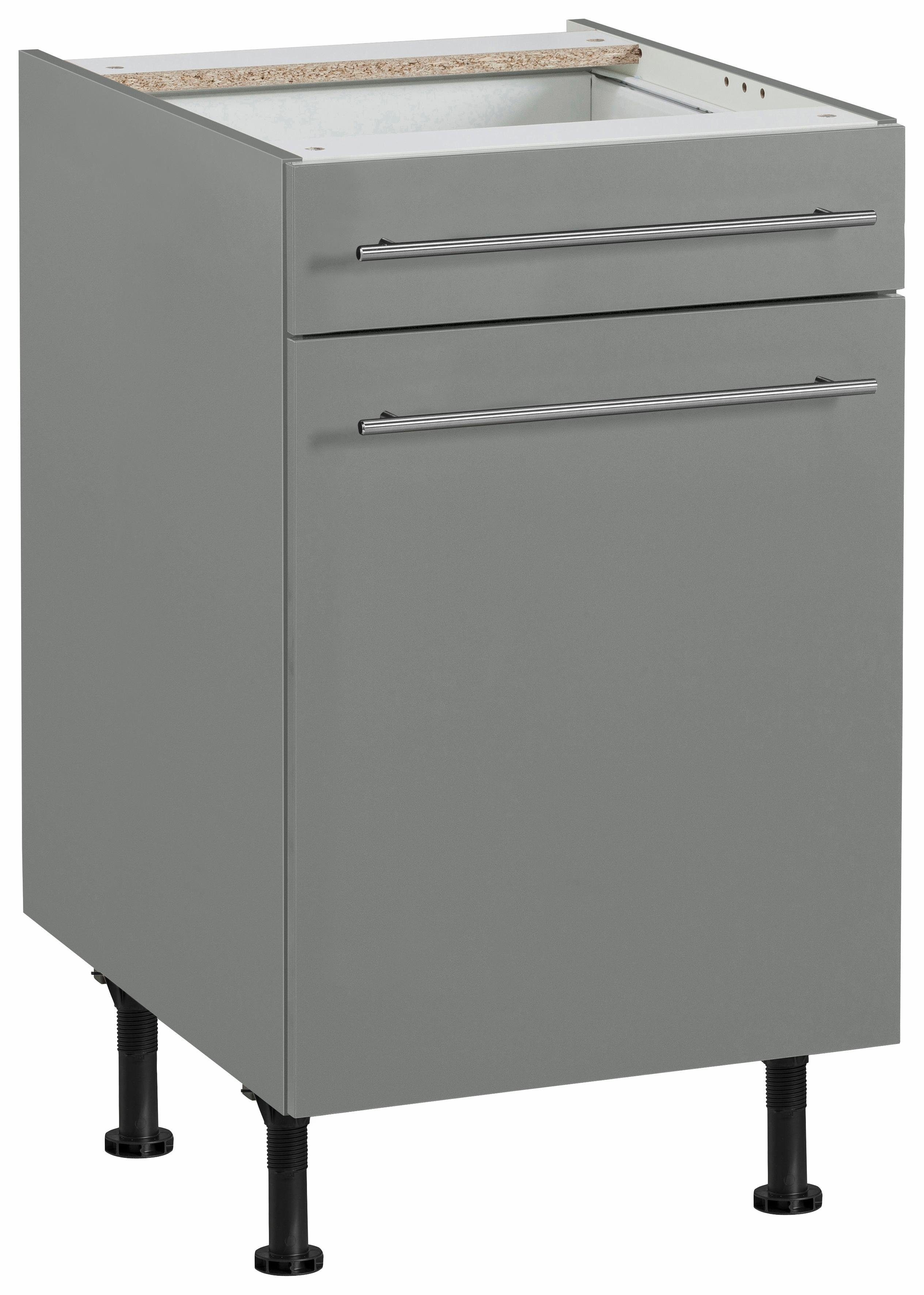 OPTIFIT Onderkast Bern 50 cm breed, met deur en lade, in hoogte verstelbare poten onderkasten grijs