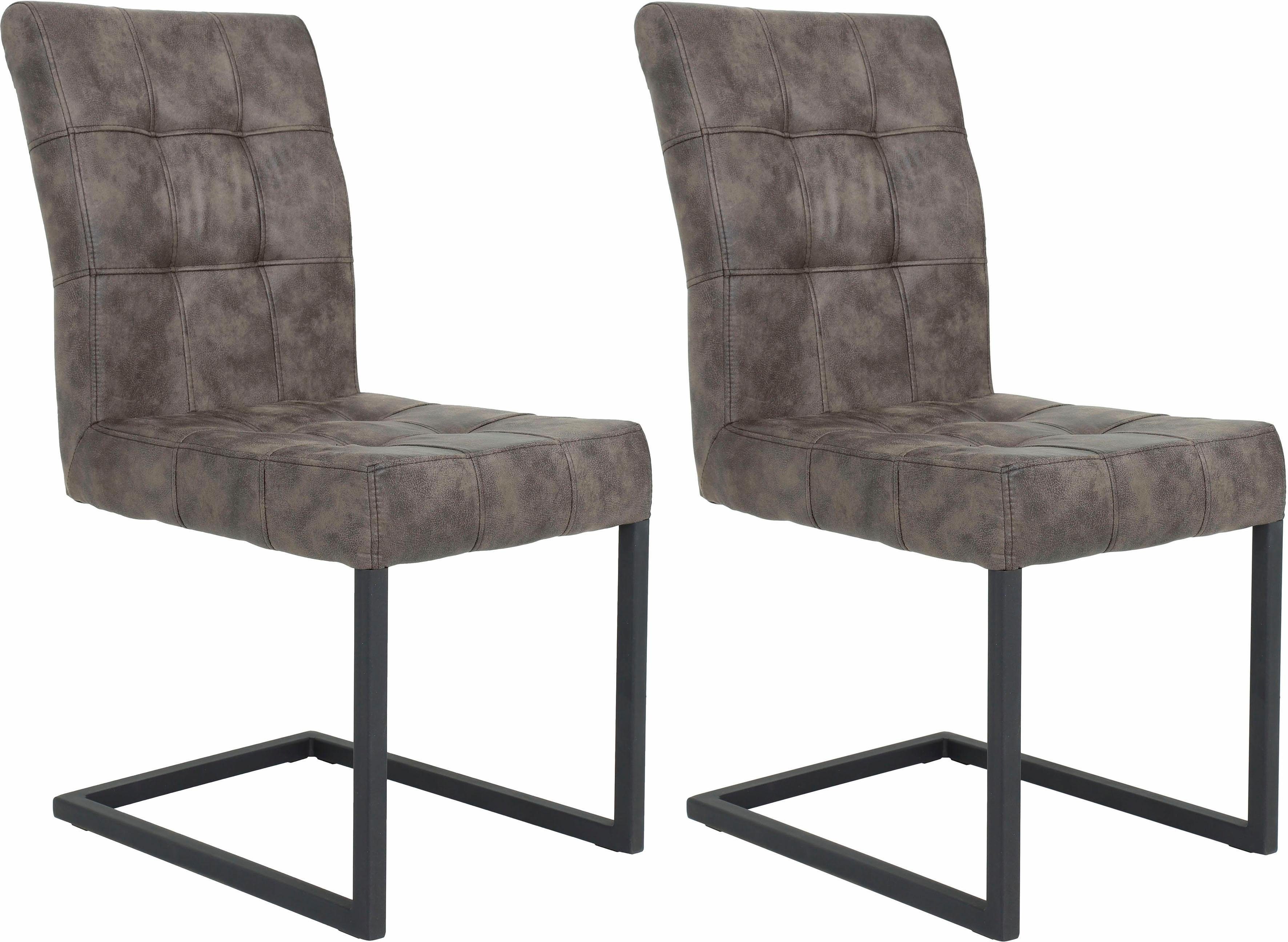 HELA Eetkamerstoel DONNA Sledestoel met vintage bekleding van microvezel stof (set, 2 stuks)