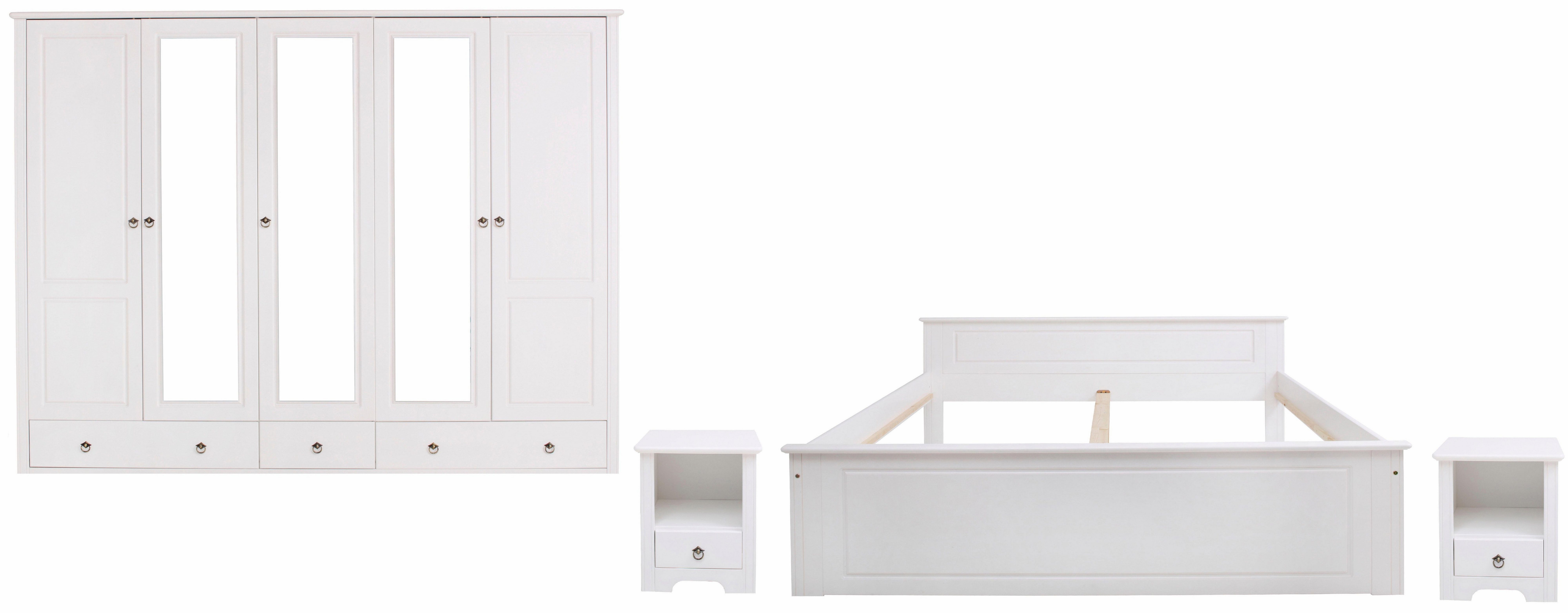 Home affaire Slaapkamerserie Hugo Bed 180 x 200 cm, 5-deurs kledingkast en 2 nachtkastjes (set, 4-delig)