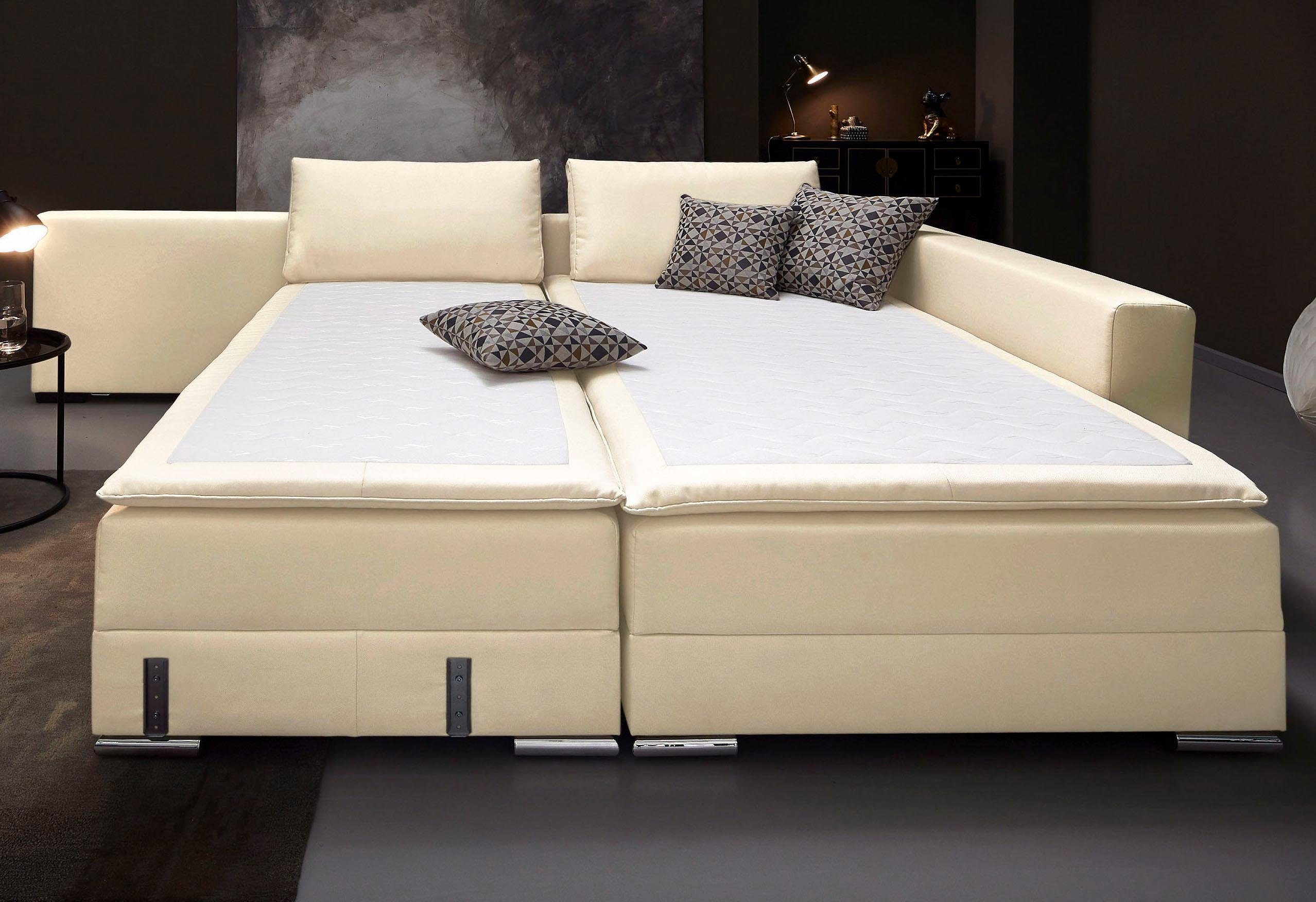INOSIGN Hoekbank Boxspringbed Night & Day L-vorm met permanente slaapfunctie met armleuning