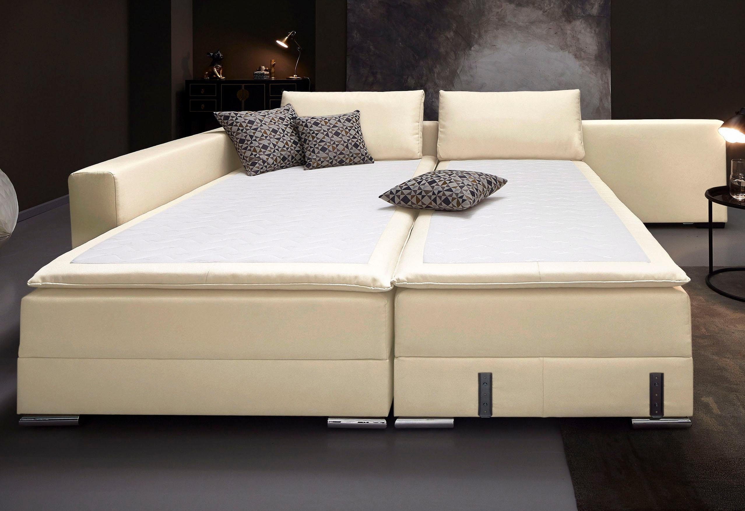 INOSIGN Hoekbank Boxspringbed Night & Day L-vorm met permanente slaapfunctie met armleuning