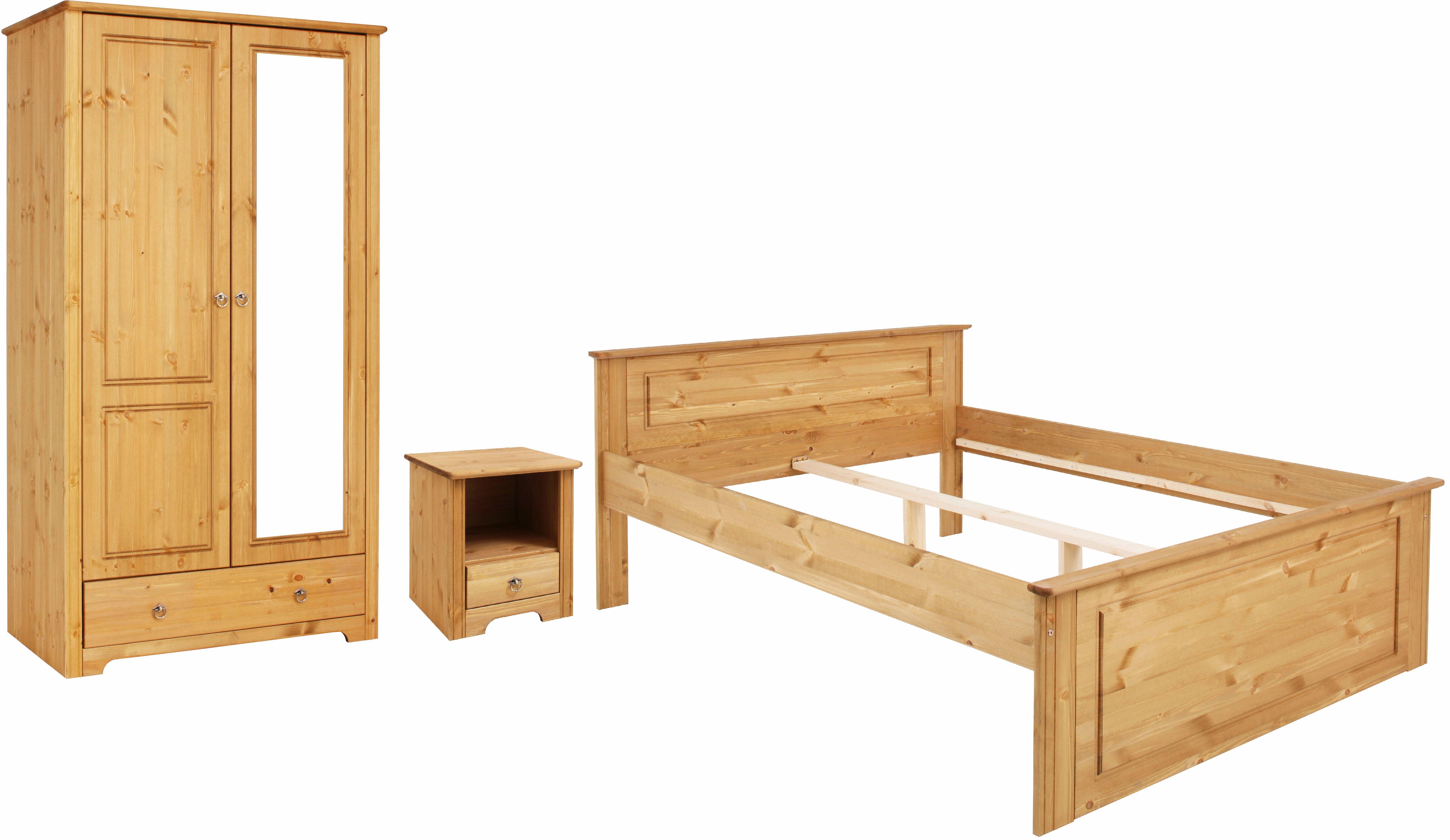 Home affaire Slaapkamerserie Hugo Bed 140 x 200 cm, 2-deurs kledingkast en 1 nachtkastje (set, 3-delig)