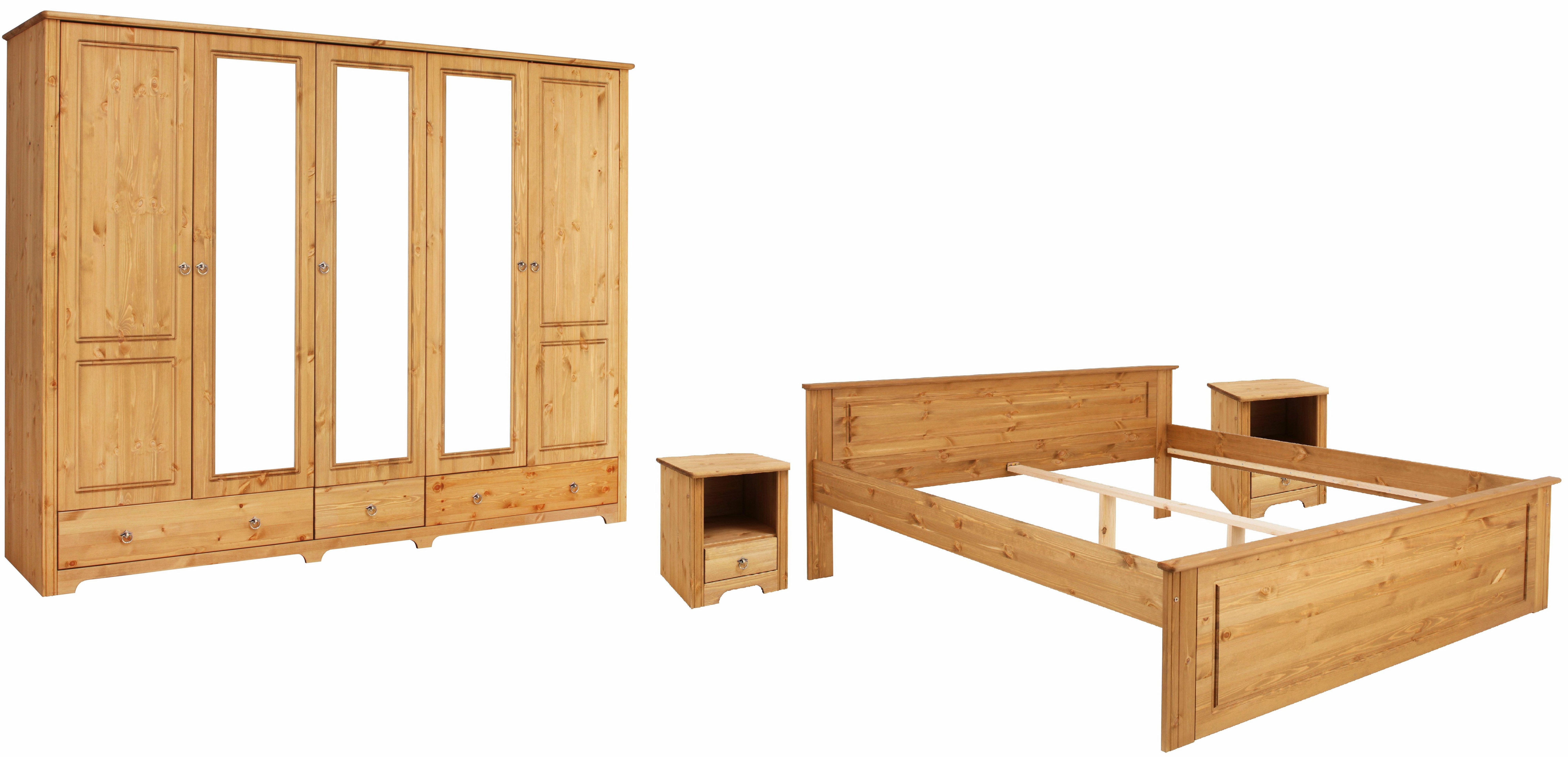 Home affaire Slaapkamerserie Hugo Bed 180 x 200 cm, 5-deurs kledingkast en 2 nachtkastjes (set, 4-delig)