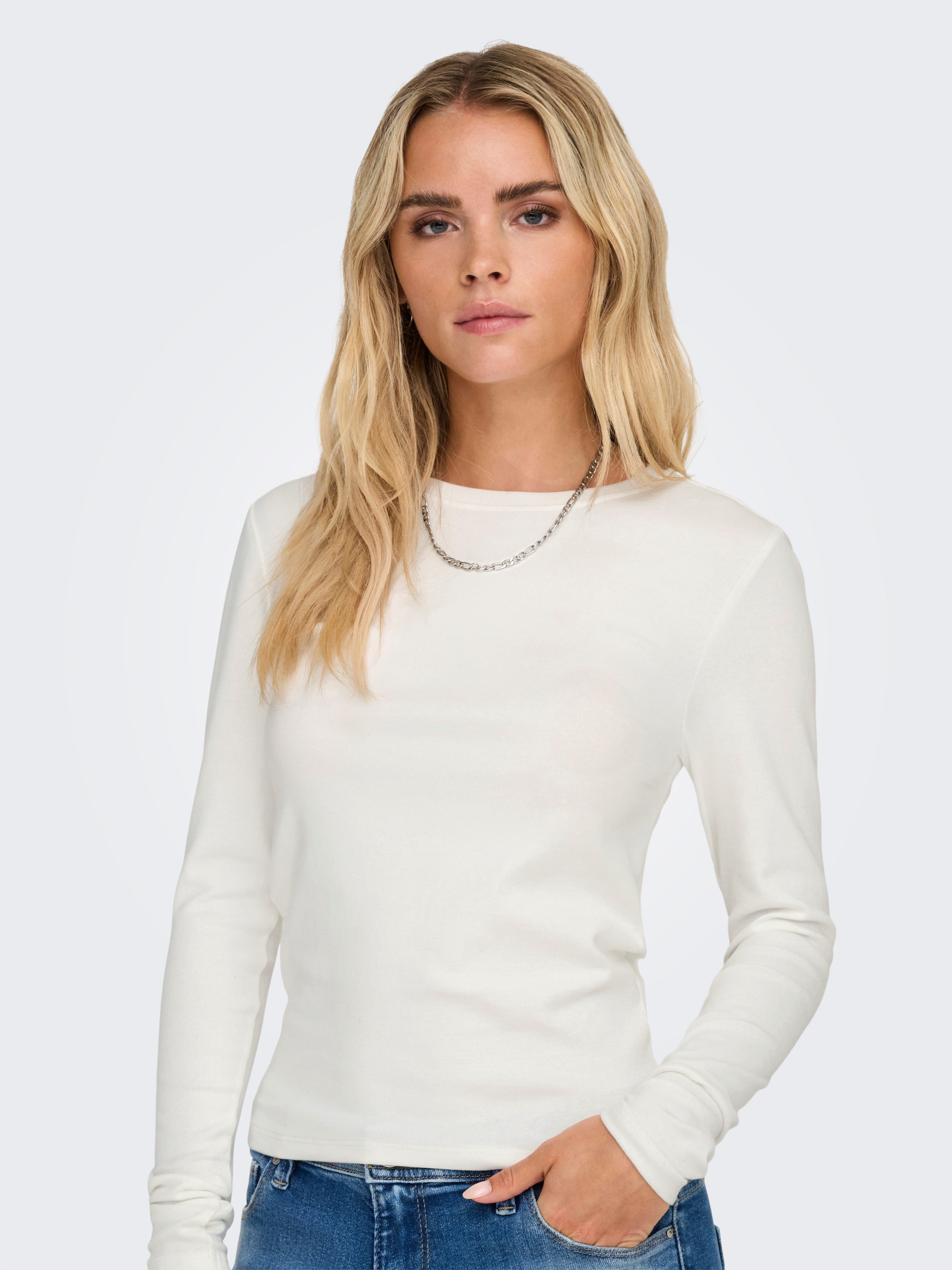 Only Shirt met lange mouwen ONLRILEY O-NECK L/S TOP JRS