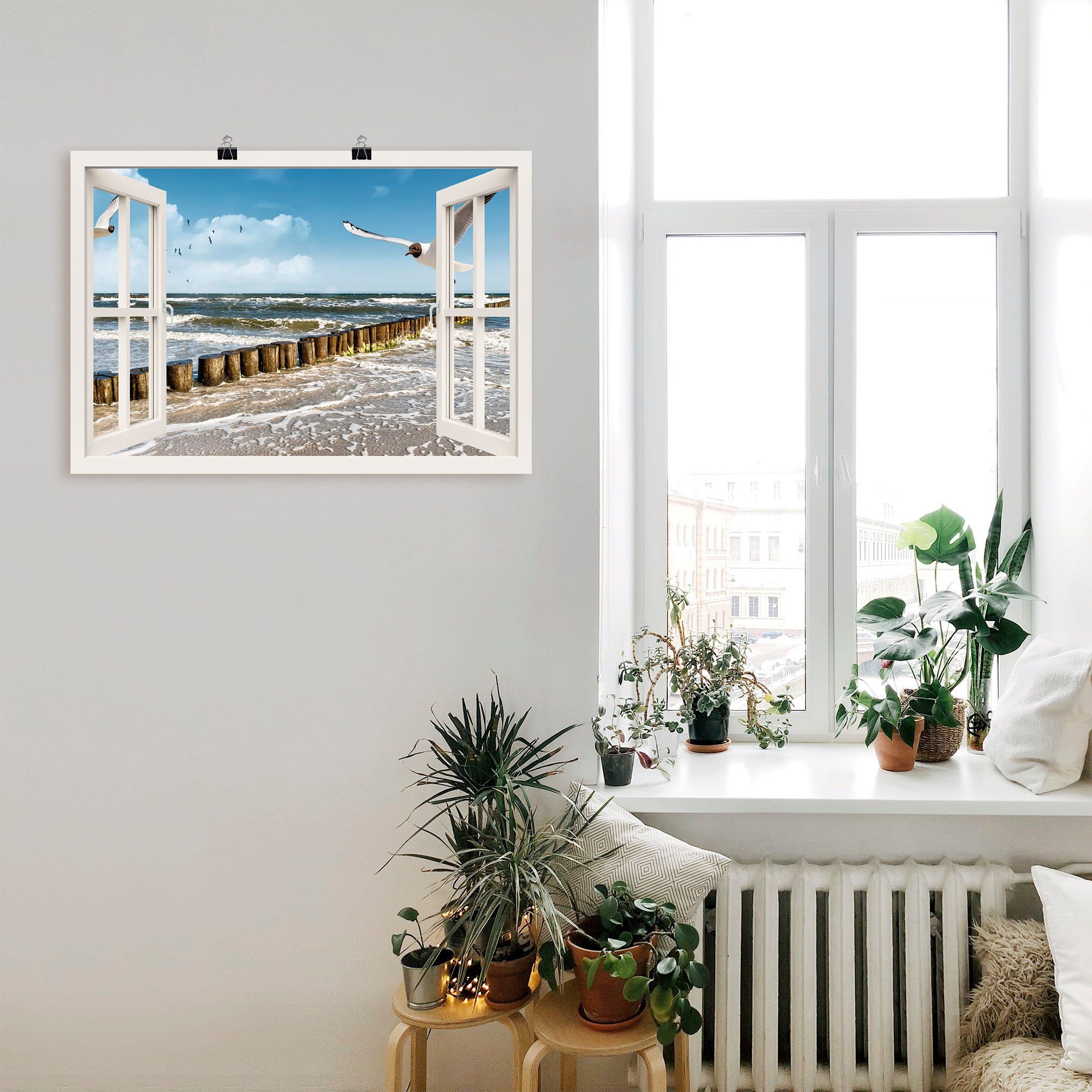 Artland Artprint Blik uit het venster - Oostzee als artprint op linnen, poster, muursticker in verschillende maten