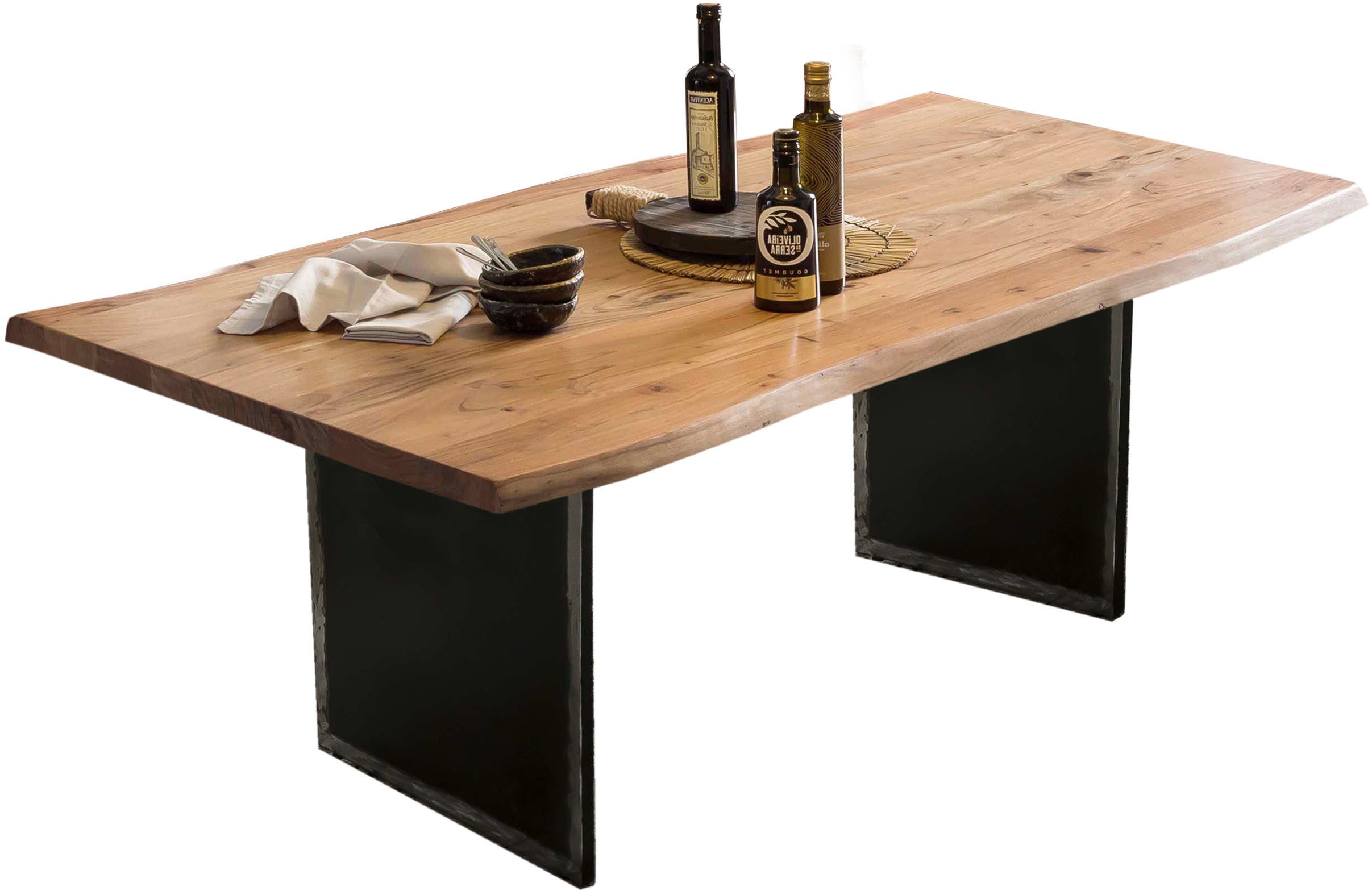 INOSIGN Tafel met hout gebeitst, gelakt en gewaxed (1 stuk) rechthoekige tafels maat 160 cm x 75,6 cm x 85 cm beige