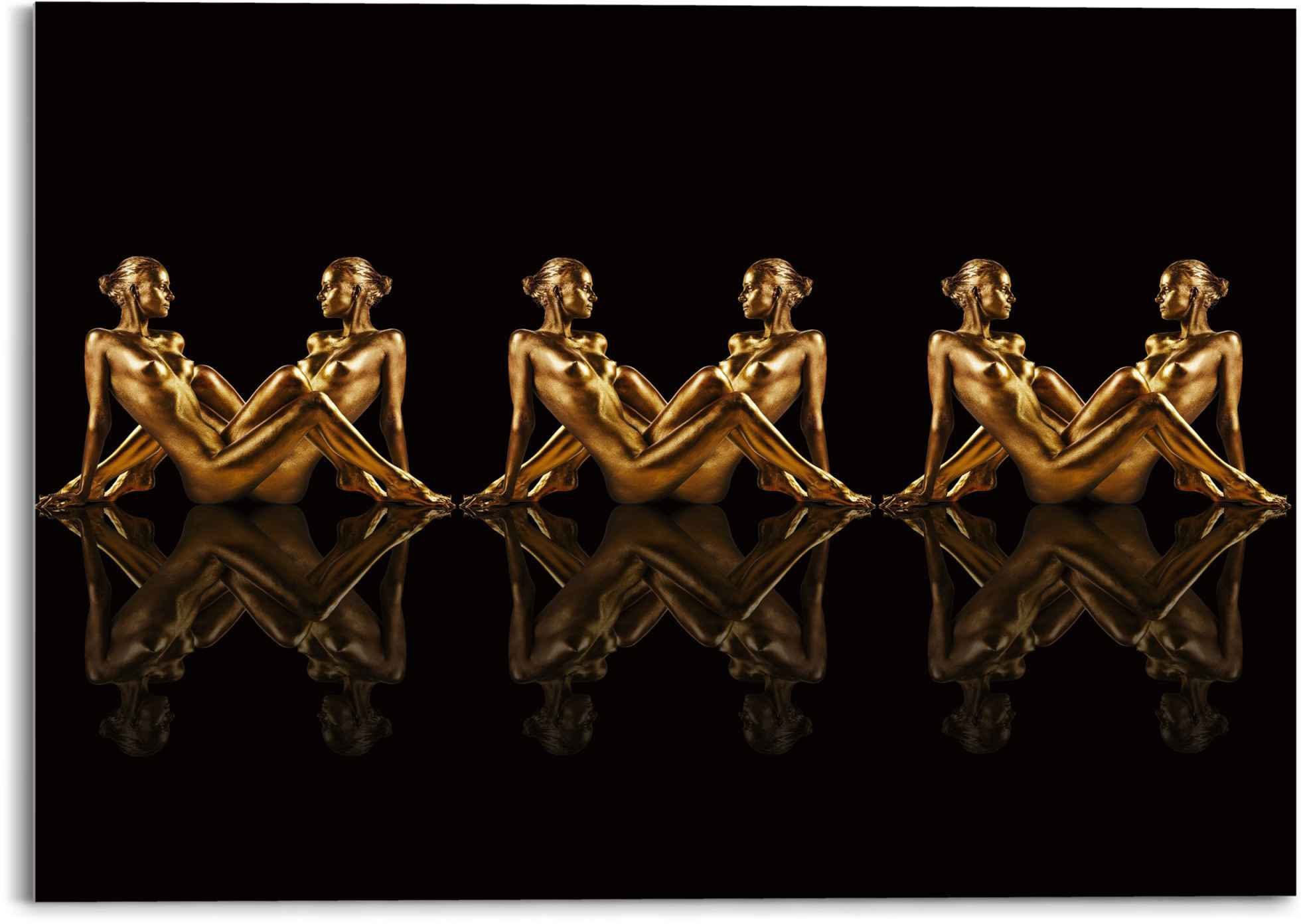 Reinders! Print op glas Artprint op glas vrouwen in goud symmetrie - Caleidoscoop (1 stuk)