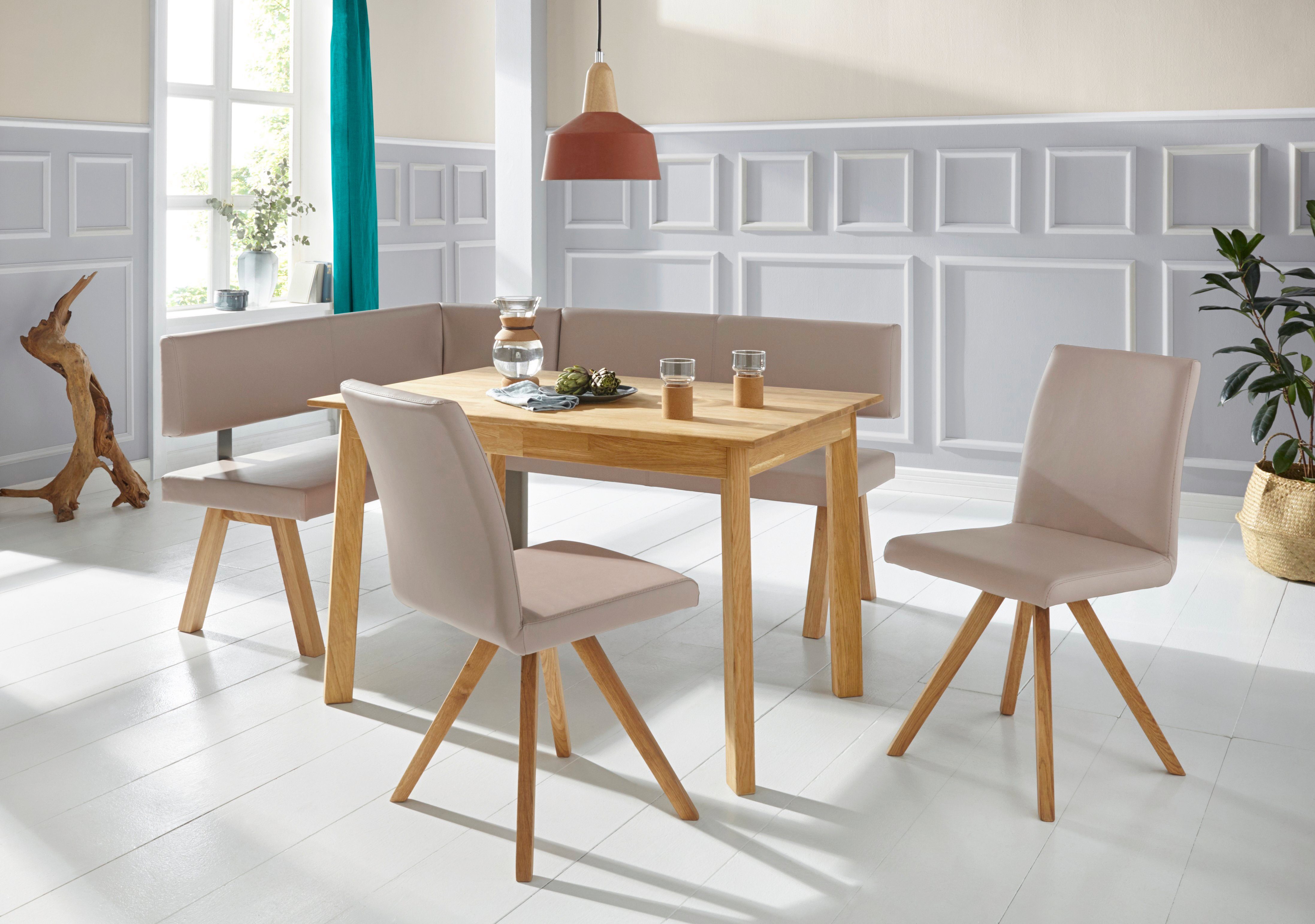 Home affaire Kuipstoel Rio Bekleding van imitatieleer of structuurstof en het frame is geolied eiken (2 stuks)