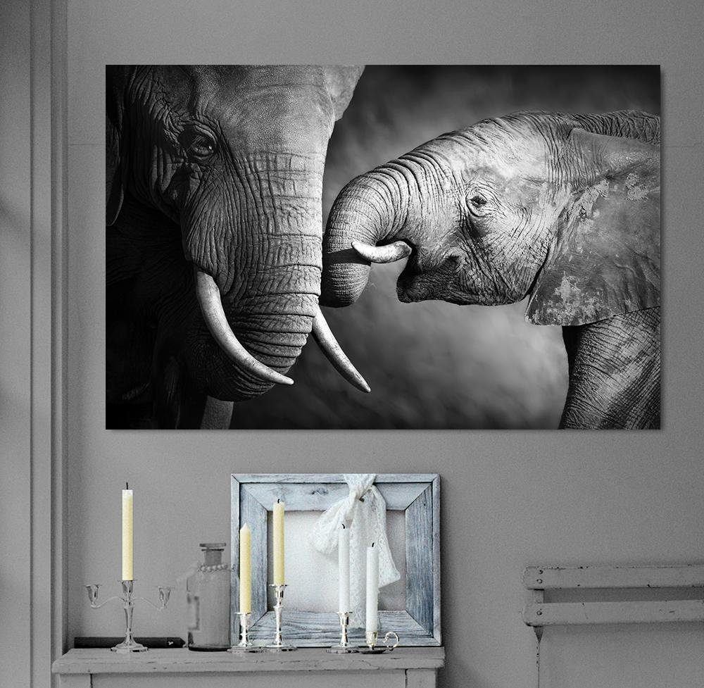 queence Artprint op linnen Olifant Premium canvasstof, handgemaakt in Duitsland, 60x40cm