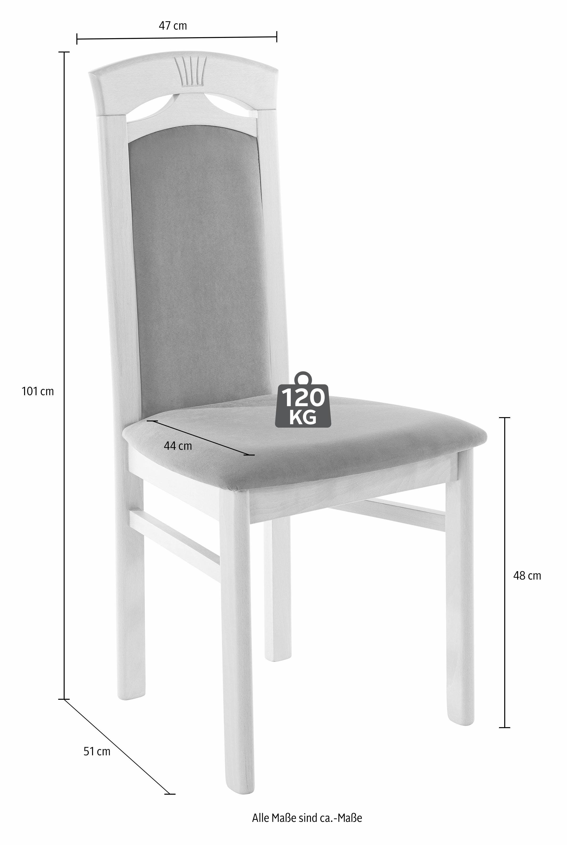 Home affaire Eetkamerstoel Anthony Houten stoel met decoratief freeswerk (set, 2 stuks)