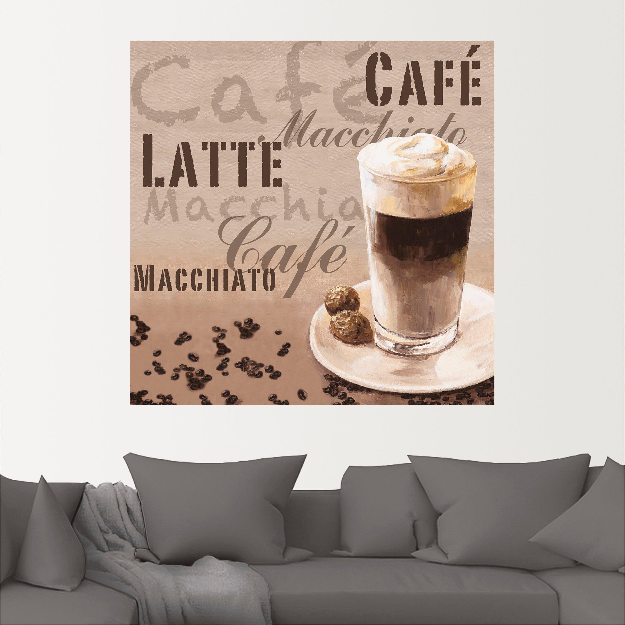 Artland Artprint Koffie - latte macchiato als artprint op linnen, muursticker in verschillende maten