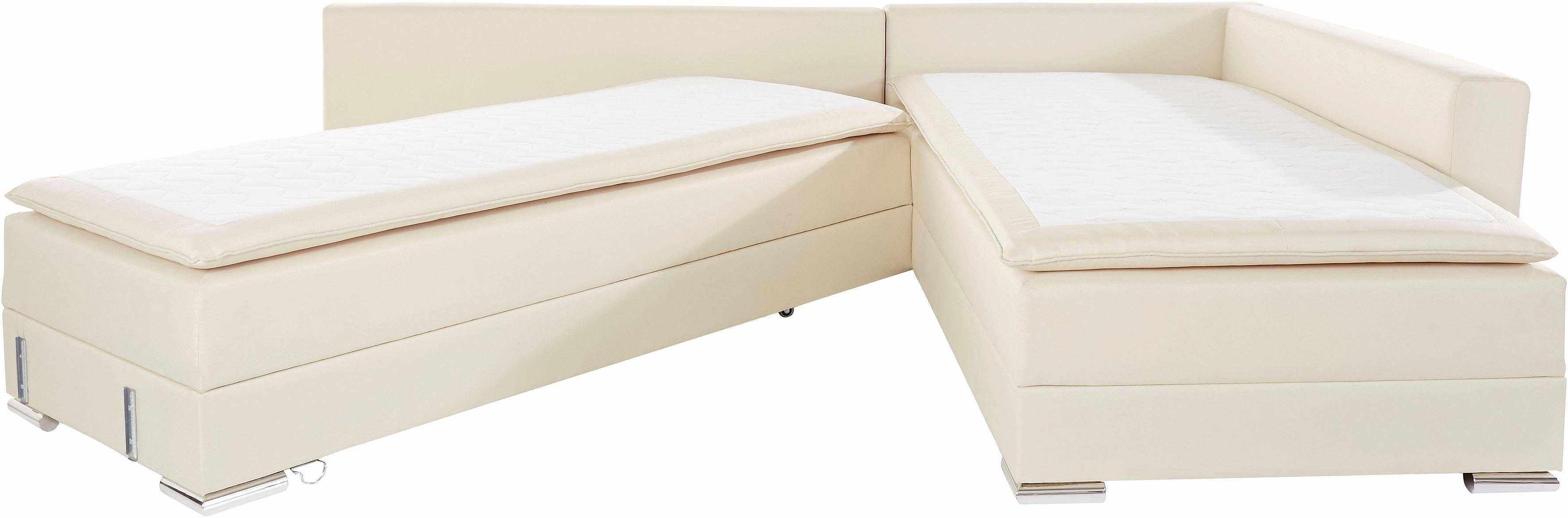 INOSIGN Hoekbank Boxspringbed Night & Day L-vorm met permanente slaapfunctie met armleuning