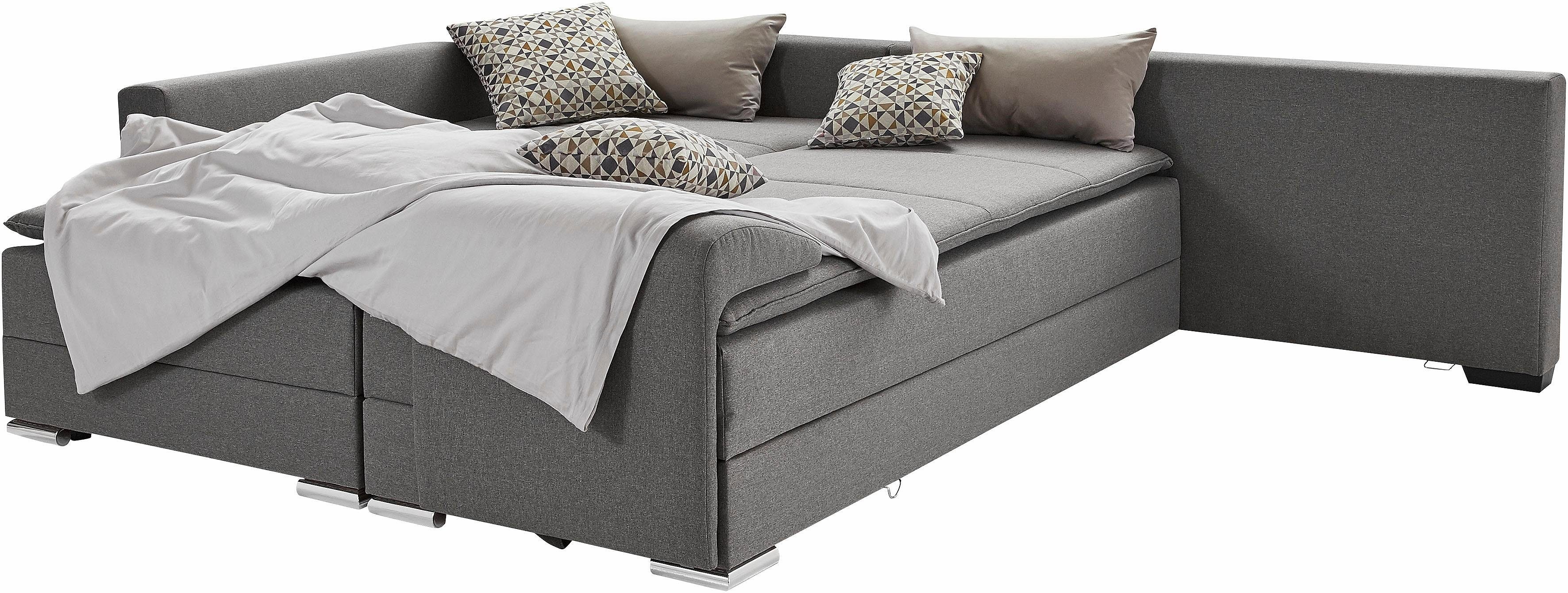 INOSIGN Hoekbank Boxspringbed Night & Day L-vorm met permanente slaapfunctie met armleuning