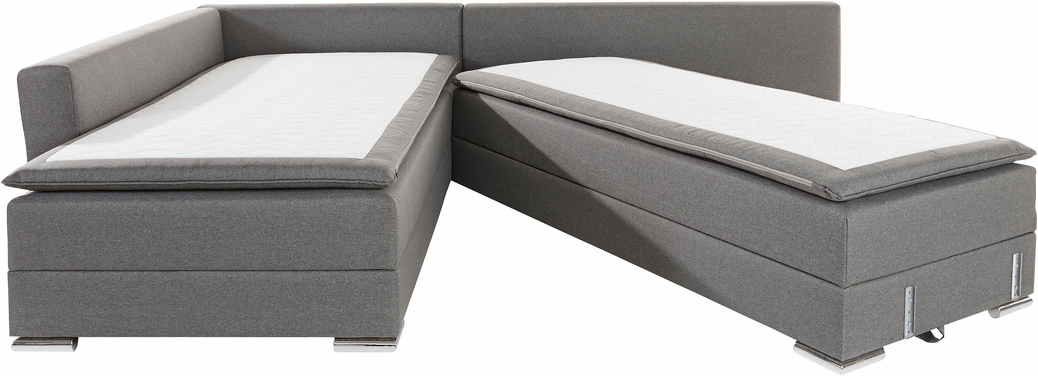 INOSIGN Hoekbank Boxspringbed Night & Day L-vorm met permanente slaapfunctie met armleuning