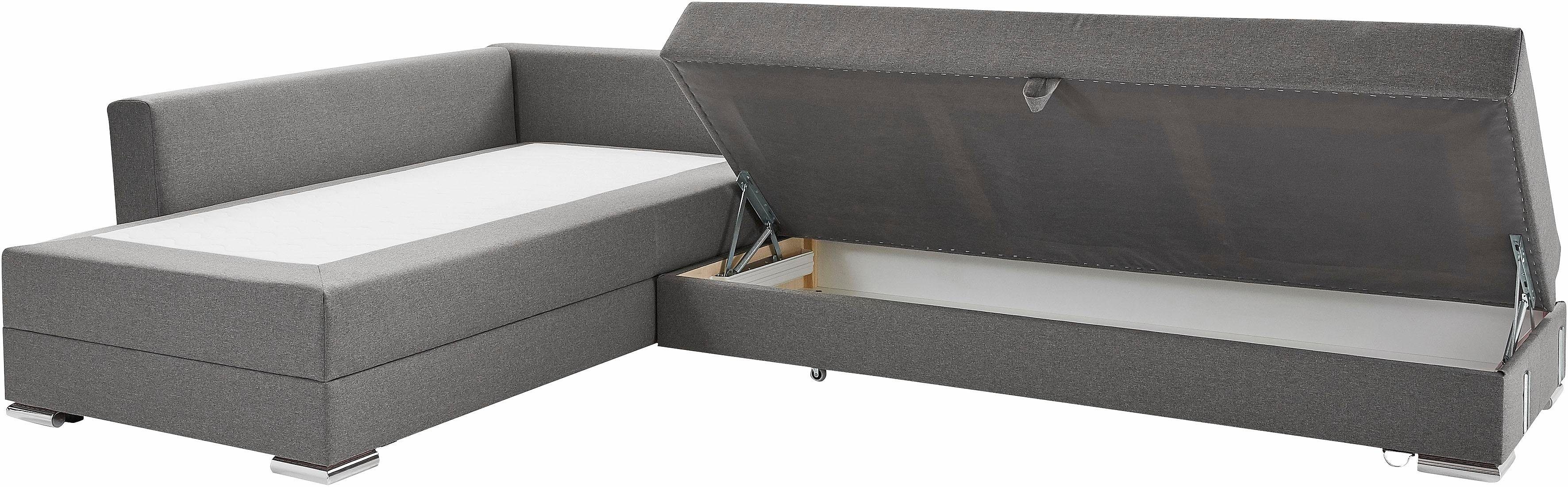 INOSIGN Hoekbank Boxspringbed Night & Day L-vorm met permanente slaapfunctie met armleuning