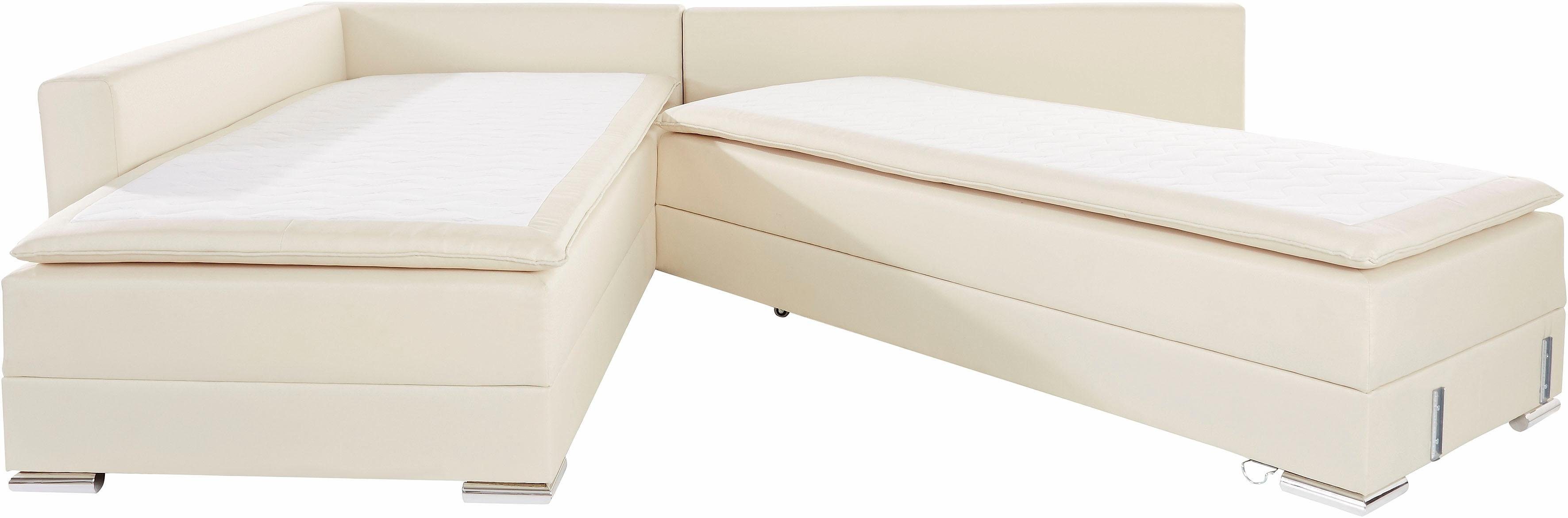 INOSIGN Hoekbank Boxspringbed Night & Day L-vorm met permanente slaapfunctie met armleuning