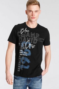 camp david t-shirt met logo-opschriften zwart