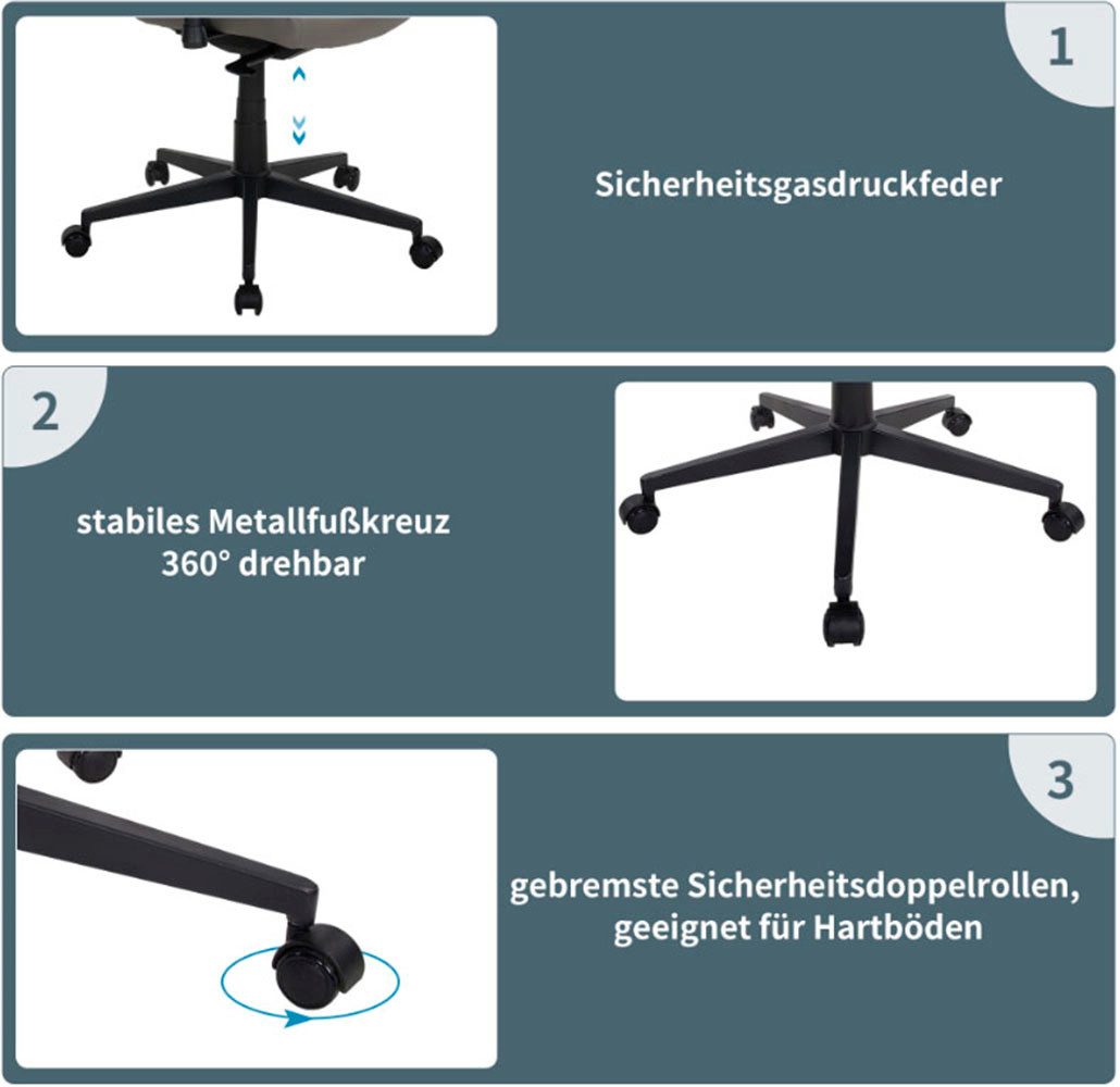 Places of Style Bureaustoel TEOR 3-d armleuningen, zitdiepte- en hoogteverstelling, lendensteun (1 stuk)