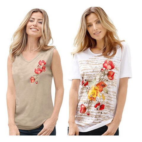Classic Basics NU 15% KORTING: Classic Basics shirt + top met bloemenrankenmotief