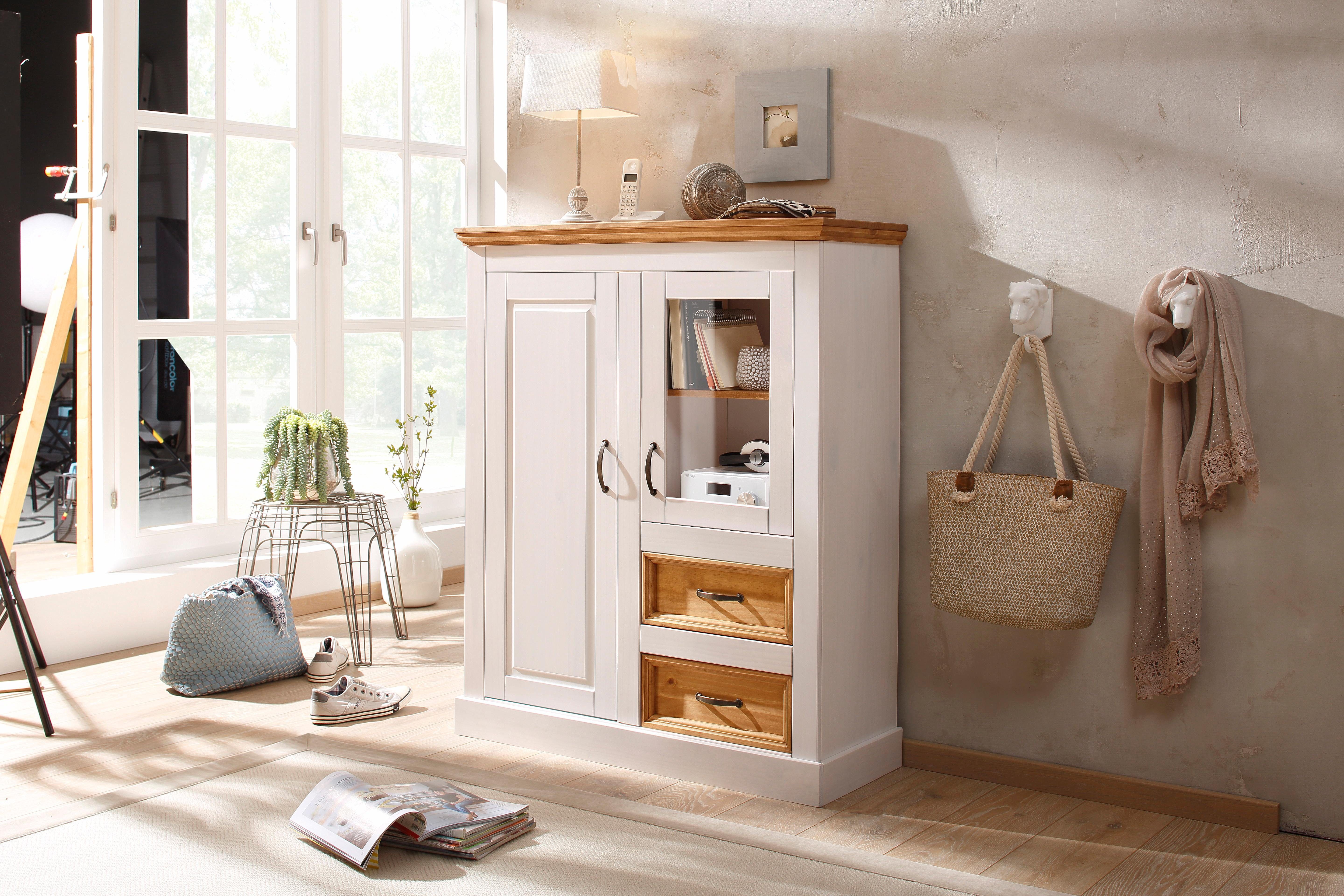 Home affaire Highboard Selma Vitrine, breedte 100 cm highboards maat 100x38x120 cm wit