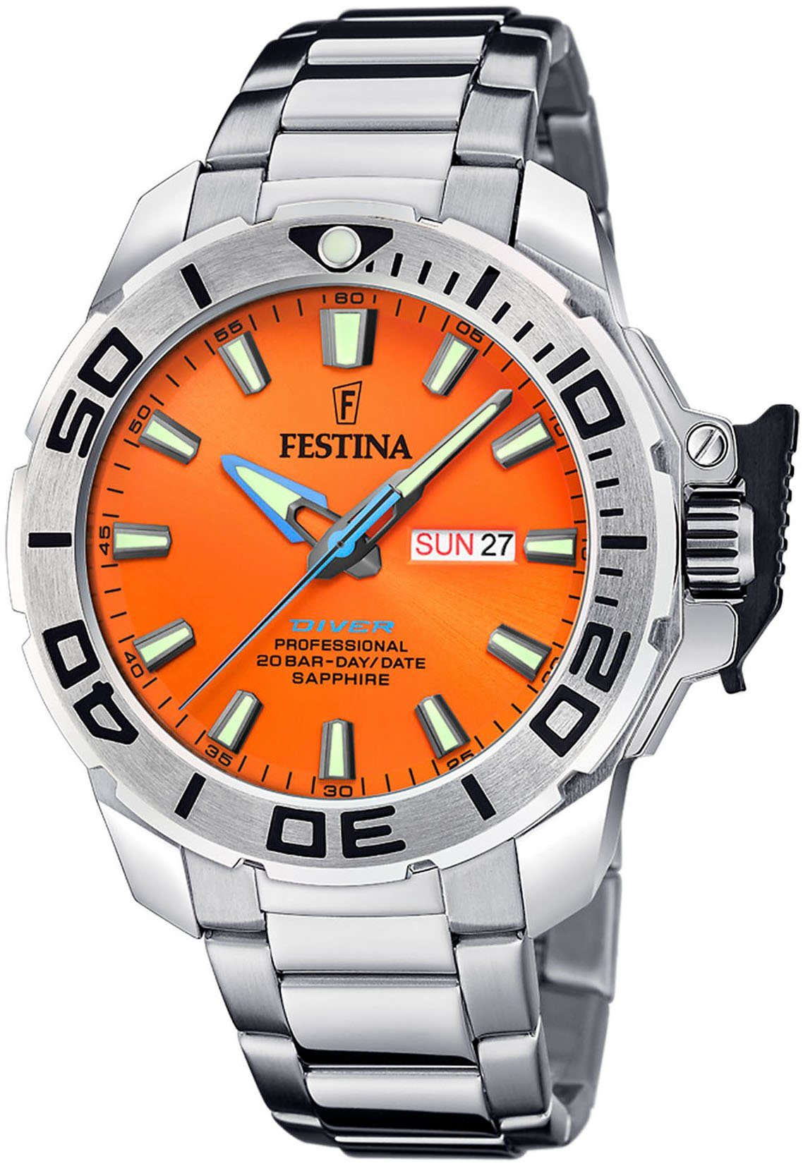 Festina Duikhorloge The Originals/Diver Horloge, quartzhorloge, herenhorloge, cadeau-idee, stalen armband (set, 2-delig, Met wisselband)