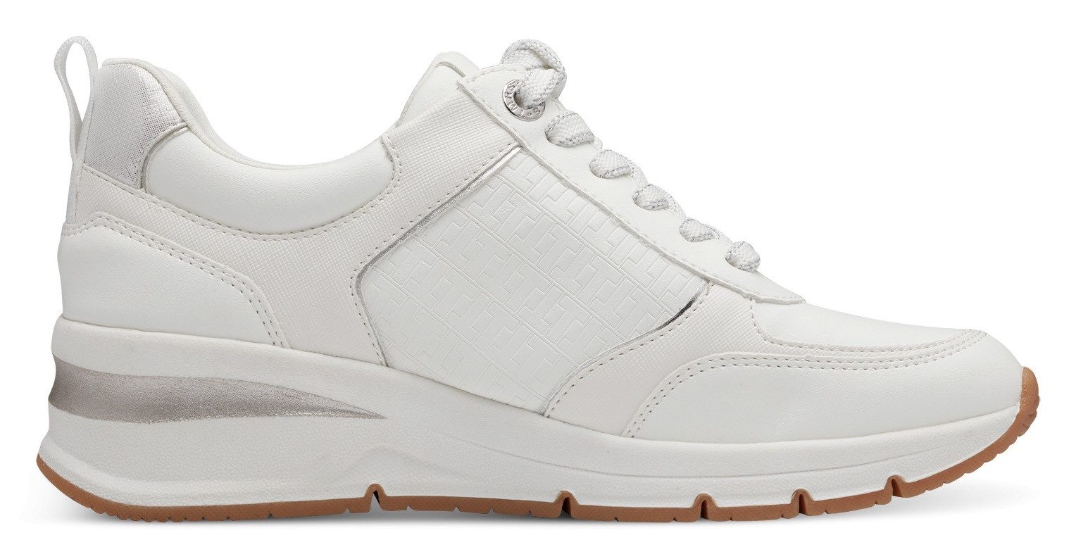 Tamaris Sneakers met sleehak vrijetijdsschoen, lage schoen, veterschoen met buitenrits