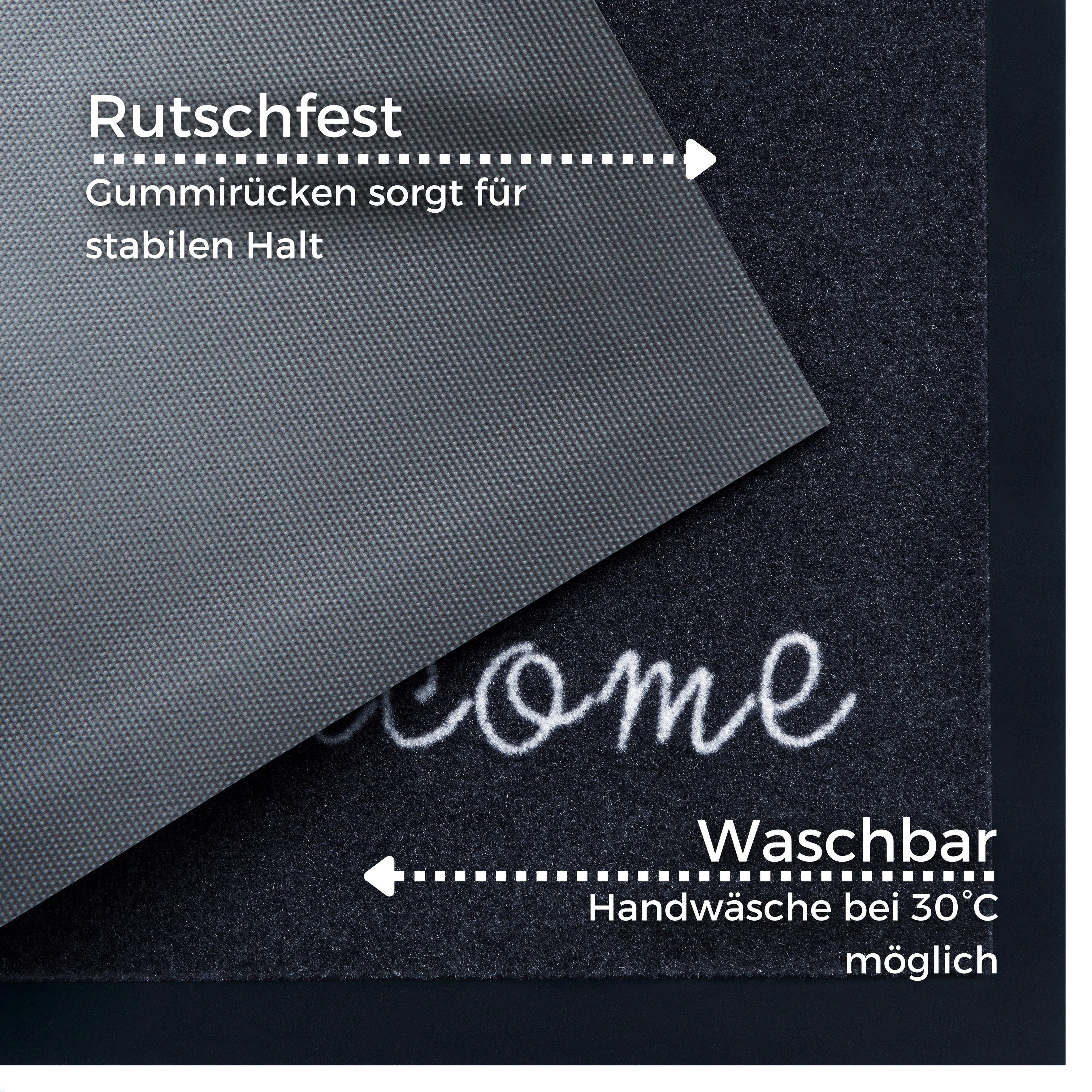 my home Mat WELCOME Vuilopvangmat, deurmat, in- en uitwendig, tekst, loper, wasbaar