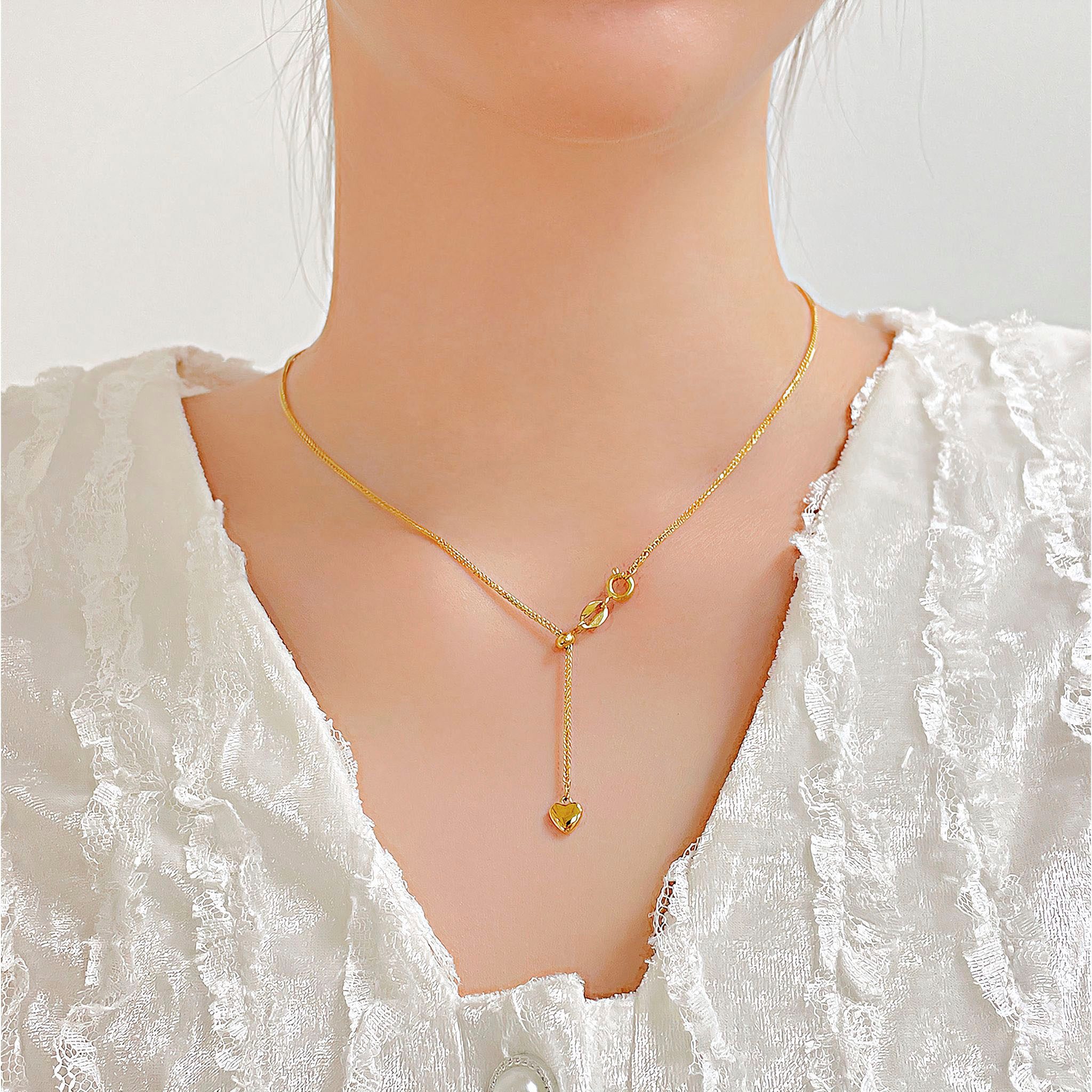 Firetti Ketting in Y-model Sieraden cadeau roestvrijstalen halssieraden halsketting ankerkette hart