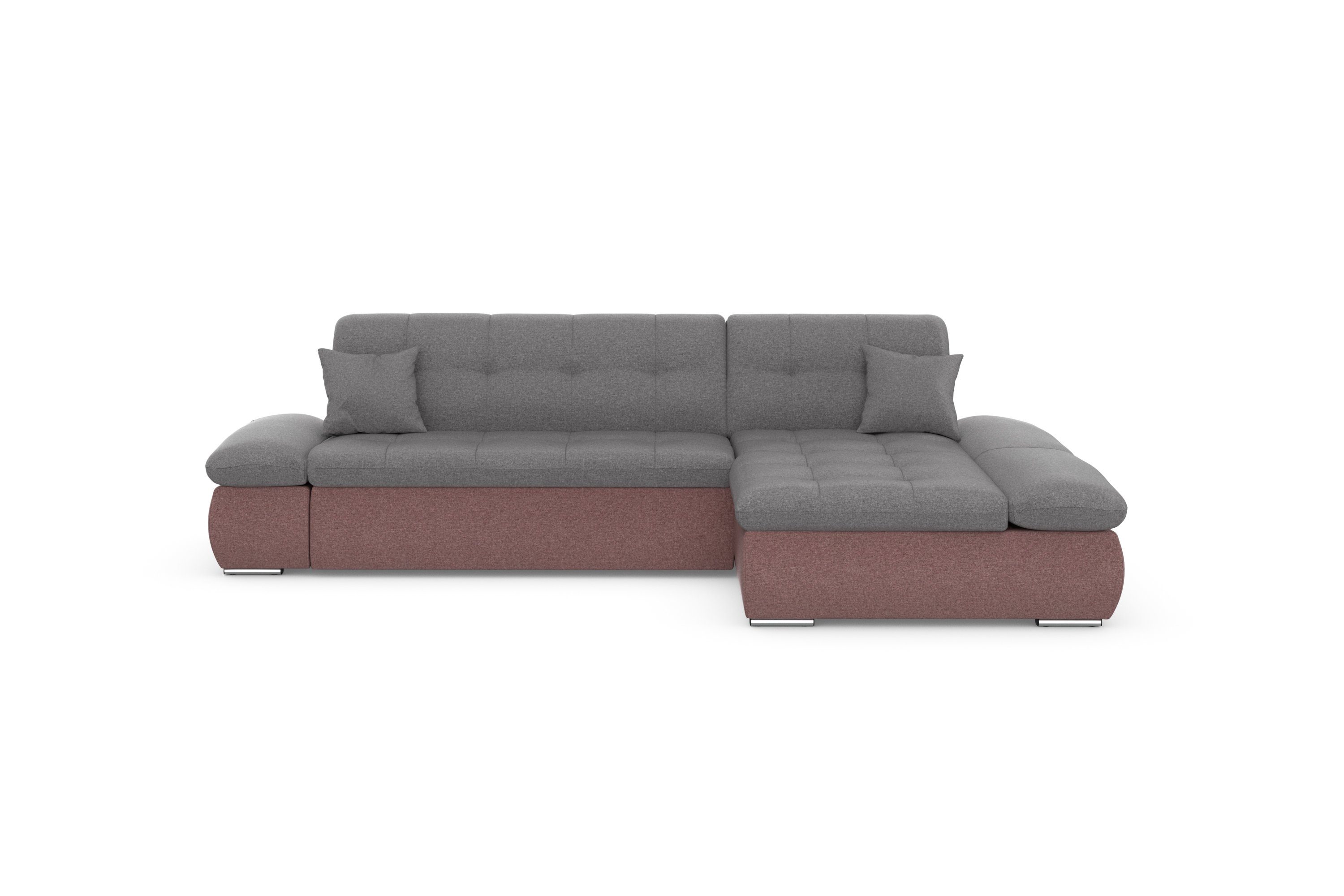 DOMO collection Hoekbank Moric, L-vorm, XXL-bank - Breedte 300cm keuze met bedfunctie en armleuningverstelling, donkergroen