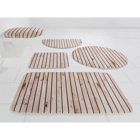 Badmat, set voor hangend toilet, MY HOME SELECTION, »hout-look«, hoogte 14 mm, memory-schuim