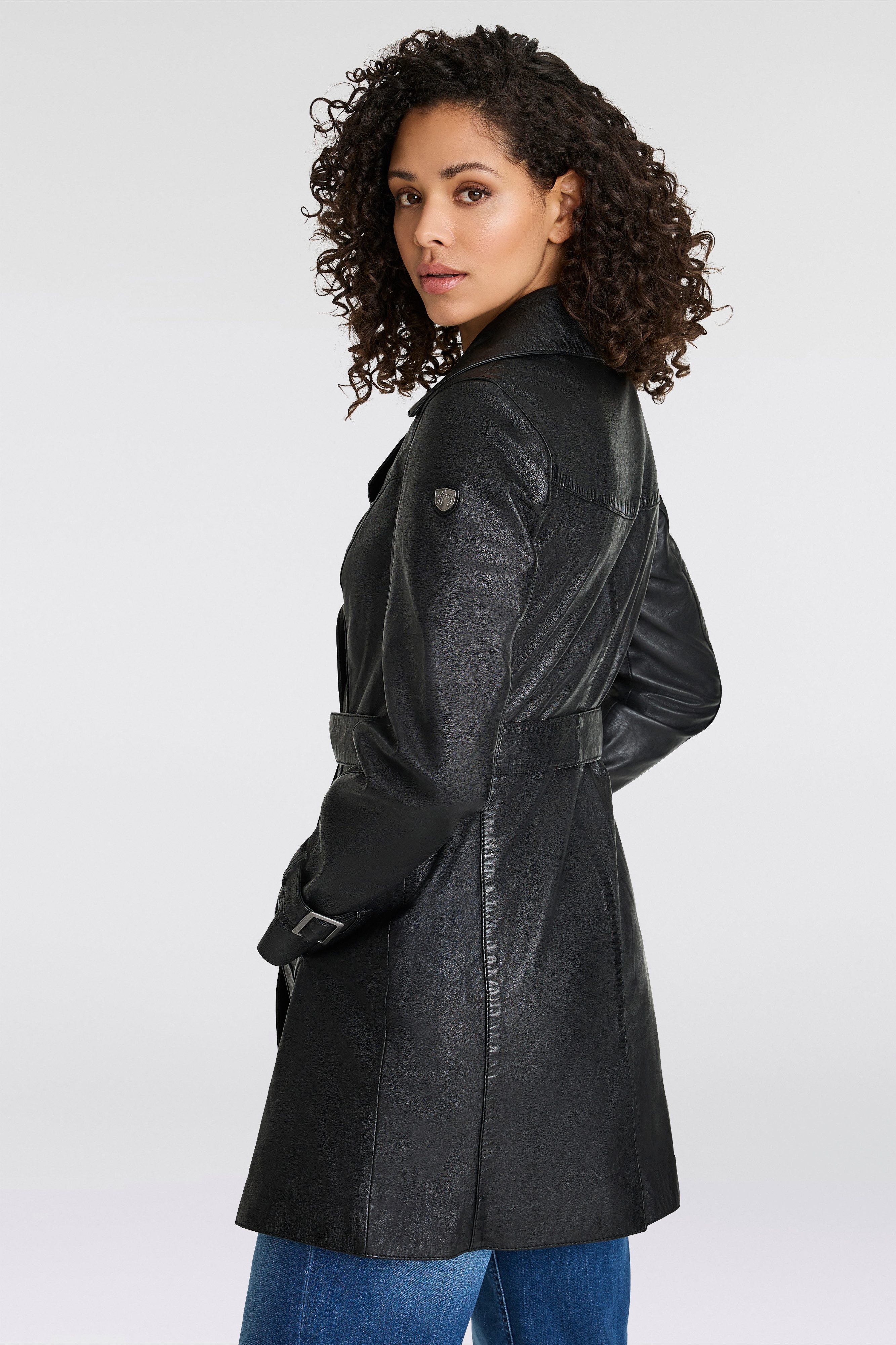 Mauritius Lange, leren jas GWTaresa Leren trenchcoat met strikriem (2-delig, Met een bindceintuur)