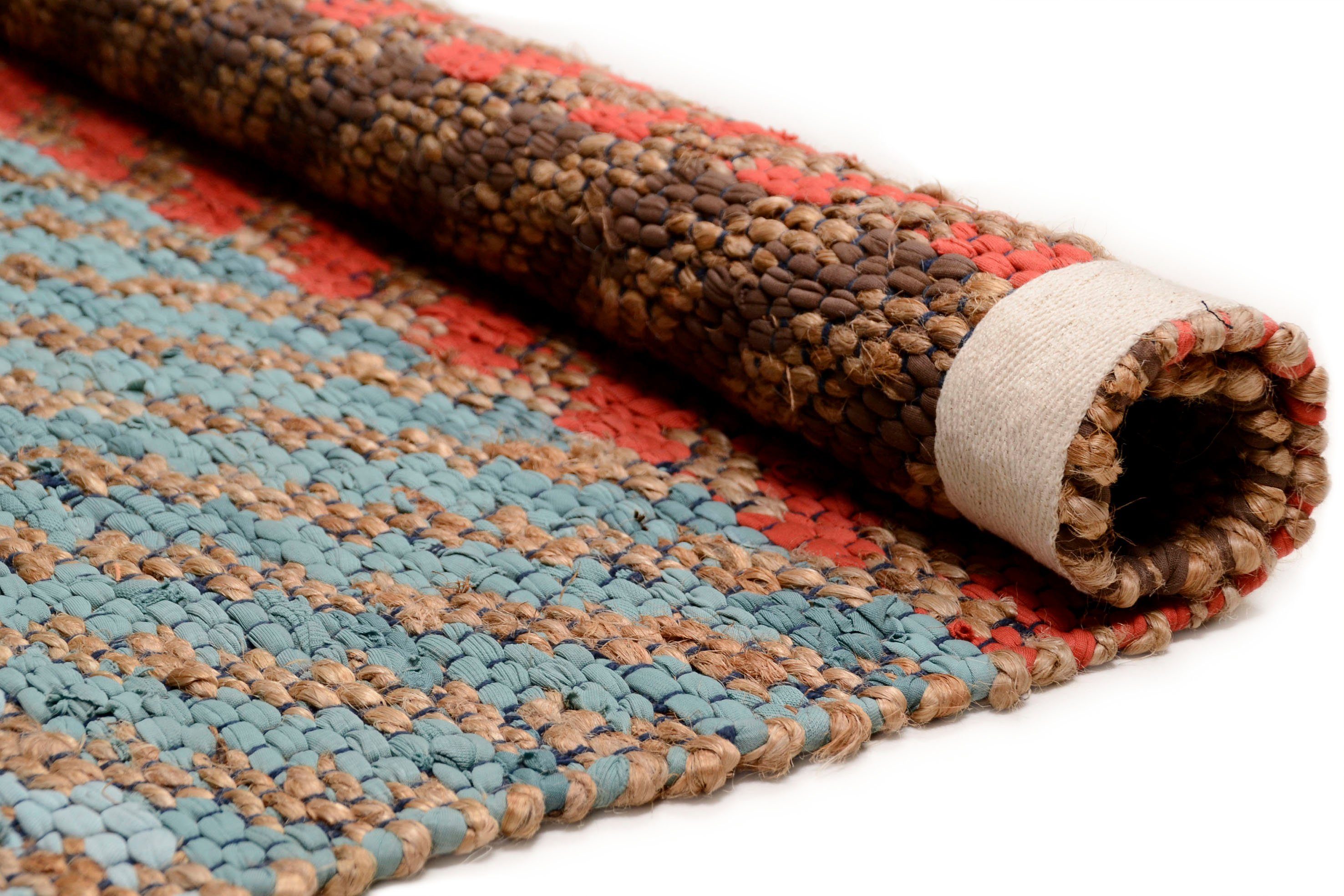 TOM TAILOR HOME Vloerkleed Pastel Stripe Platweefsel, met de hand geweven, materiaal: 60% katoen, 40% jute