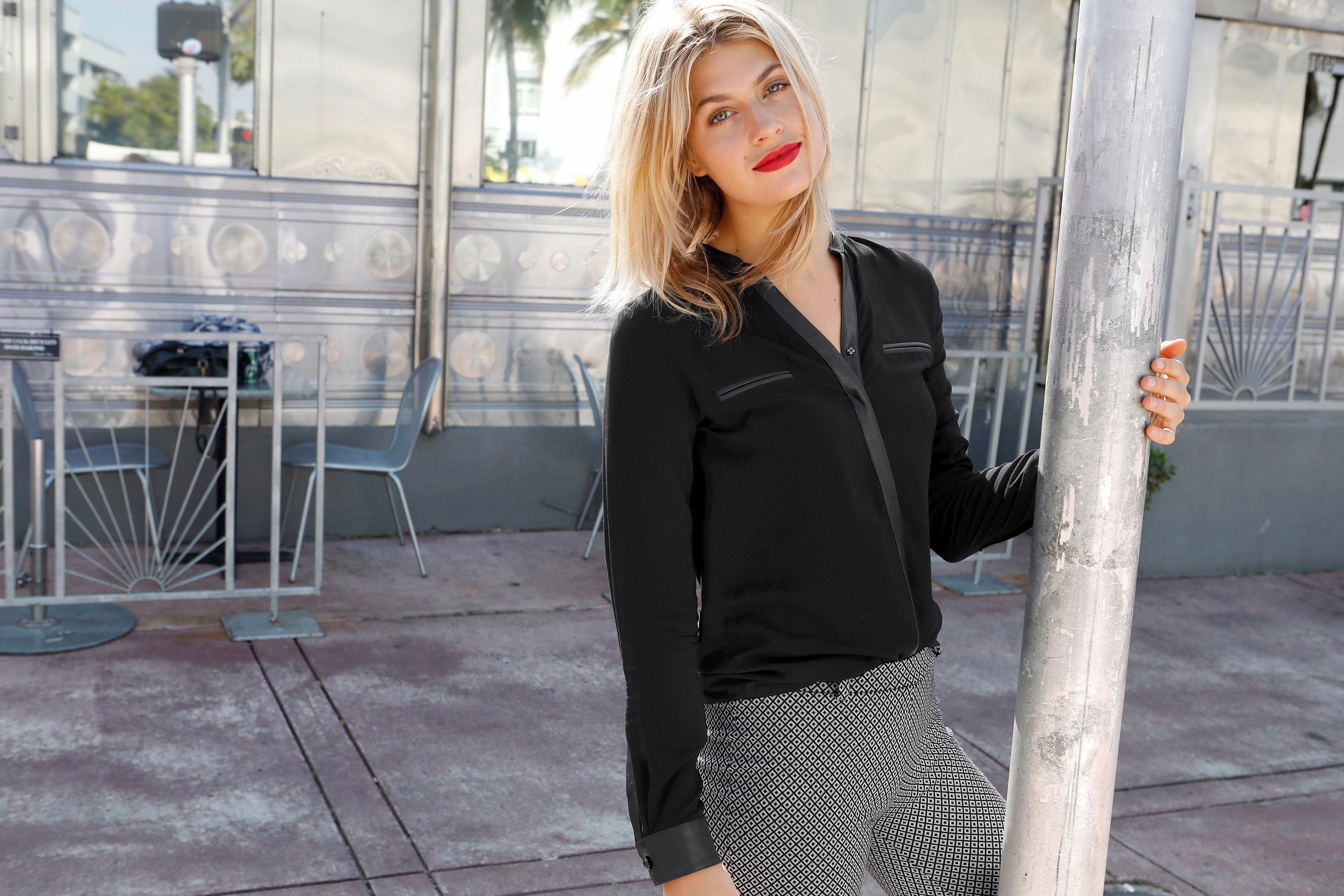 AJC Overhemdblouse met details van imitatieleer