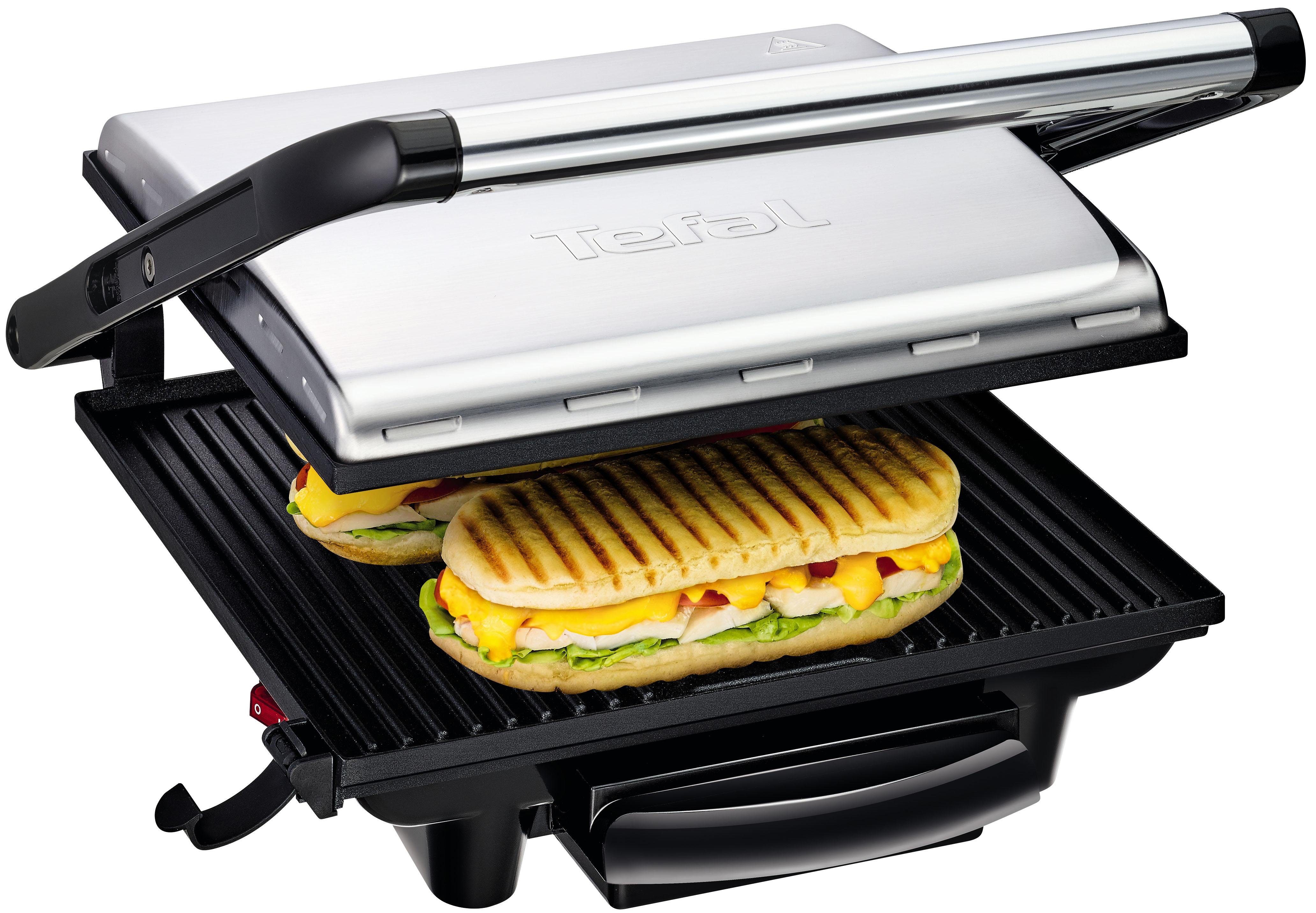 Tefal Contactgrill GC241D Inicio vetarm grillen, geribbelde grillplaten antiaanbak gecoat,...