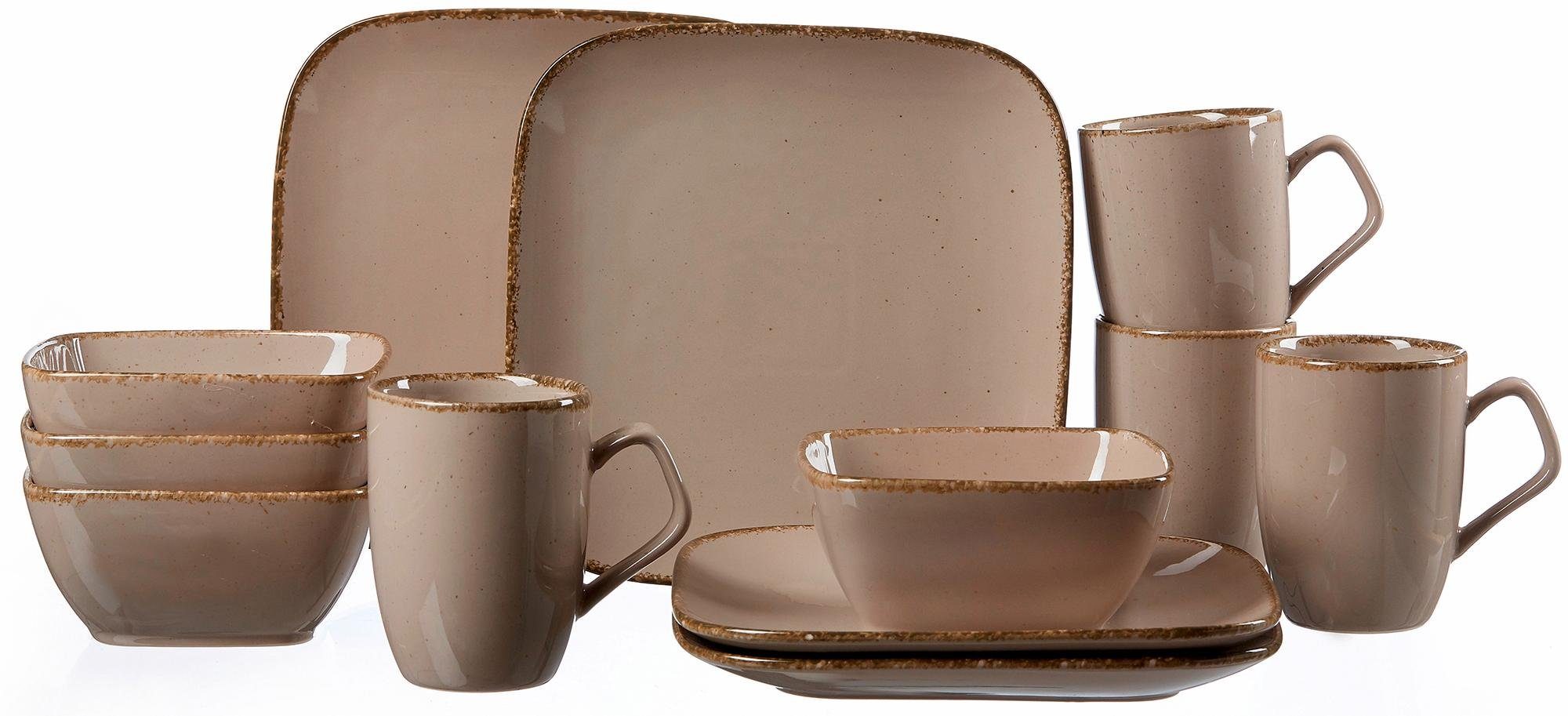 Ritzenhoff & Breker Ontbijtserviesset Service, CASA Vintage/Used-Look (bord, schaal, koffiebeker) 12 delen, voor 4 personen (set, 12-delig) serviezen