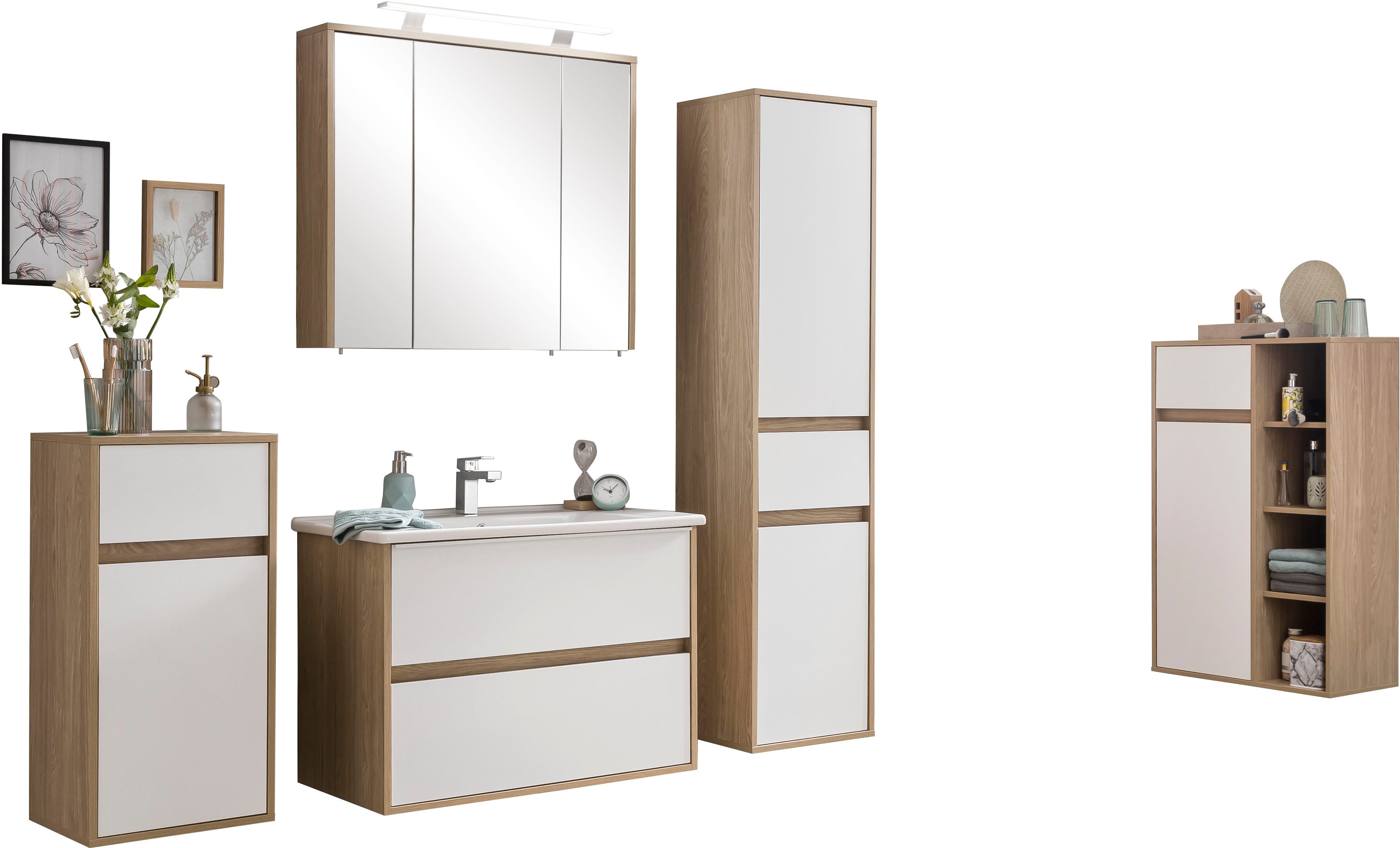 Schildmeyer Spiegelkast Mali, breedte 83 cm Met LED-lamp en schakel-/stopcontact eenheid