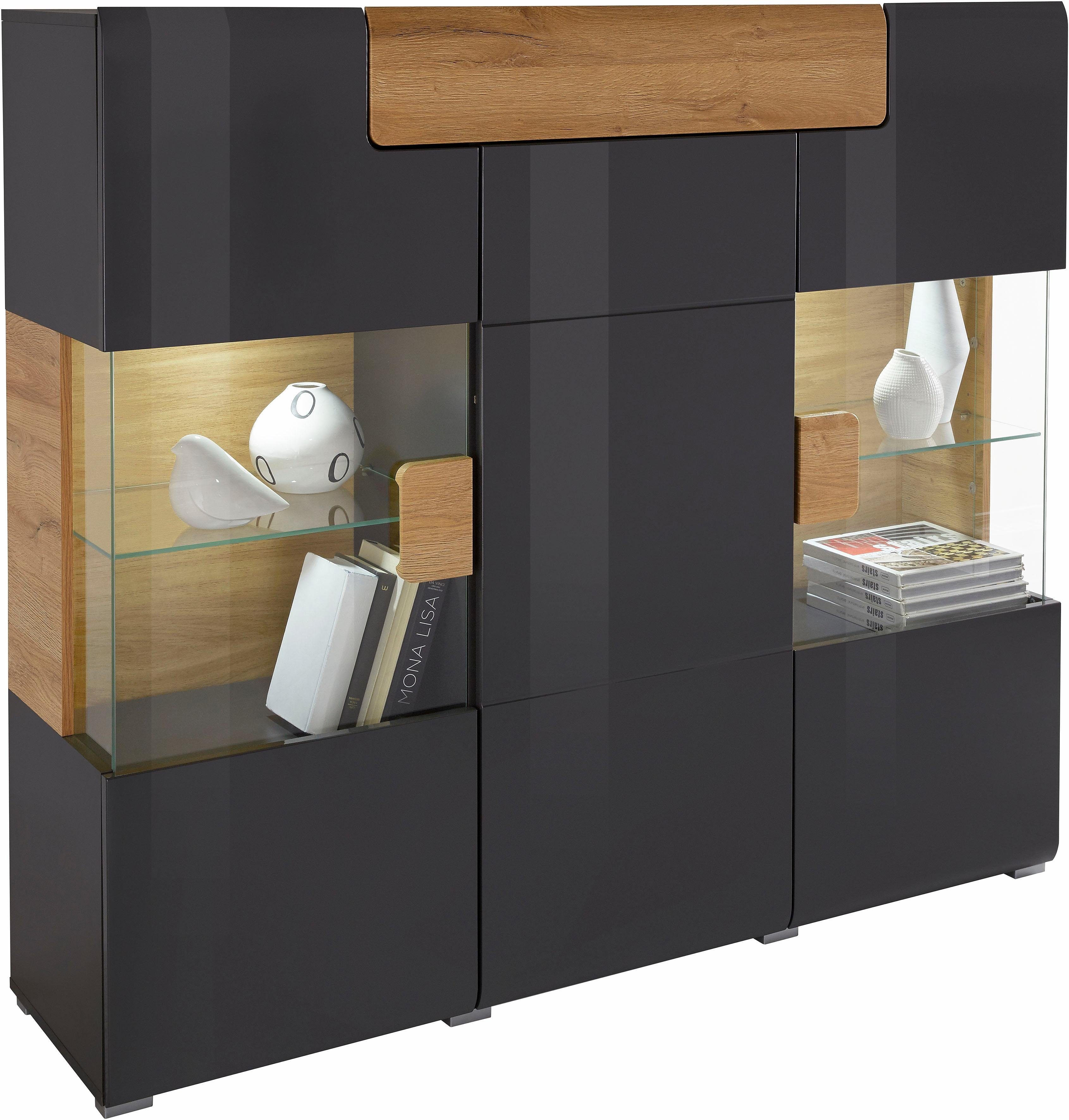 INOSIGN Highboard Toledo, breedte 147,5 cm, modieuze hoge kast met 3 deuren en lade