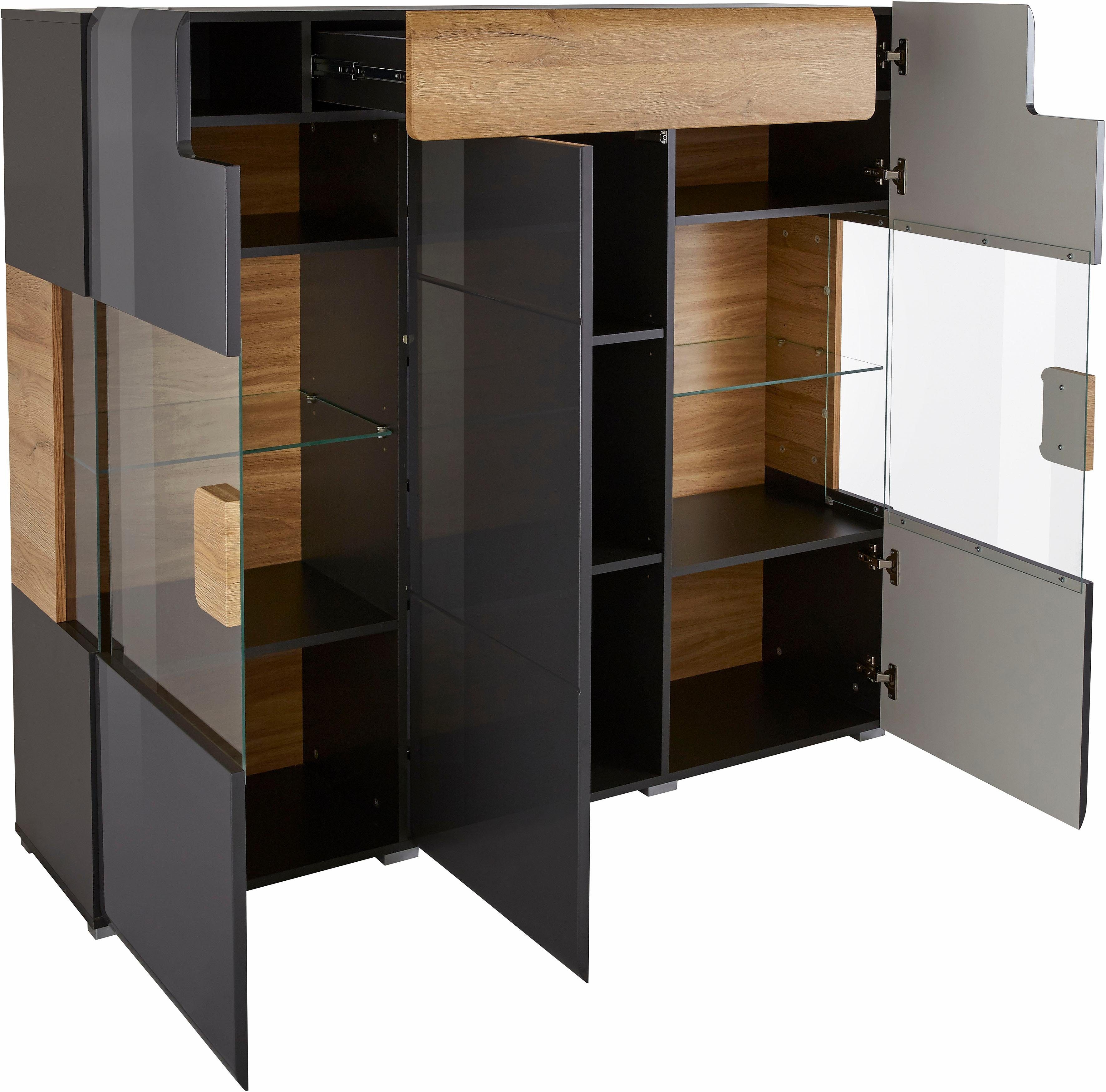 INOSIGN Highboard Toledo, breedte 147,5 cm, modieuze hoge kast met 3 deuren en lade