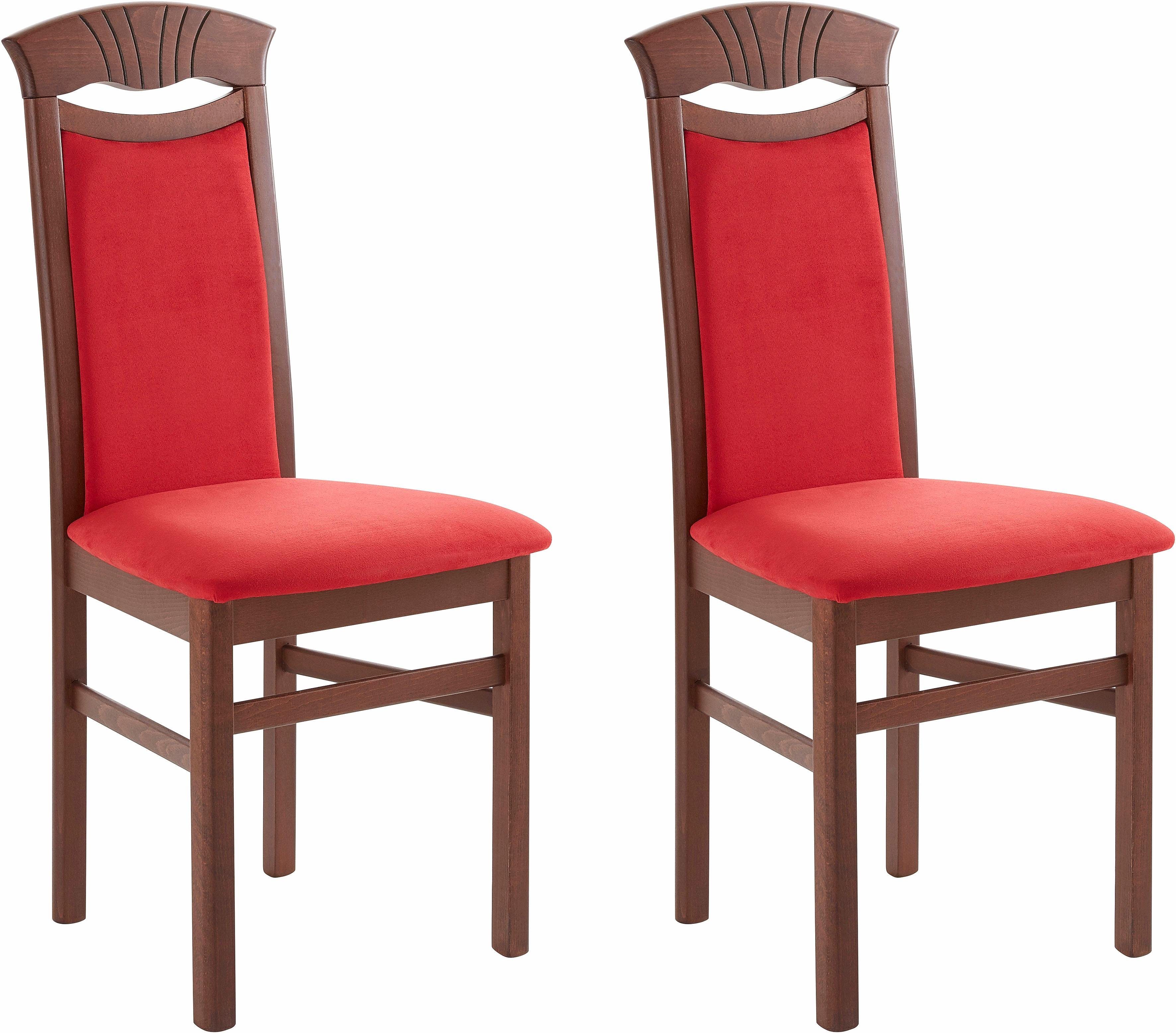 Home affaire Eetkamerstoel Franz slijtvast microvezel, onderstel beuken naturel of wit, houten stoel (set, 2 stuks)
