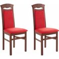 delavita stoel franz overtrokken met robuuste microvezel, frame massief beukenhout gelakt (set, 2 stuks) bruin