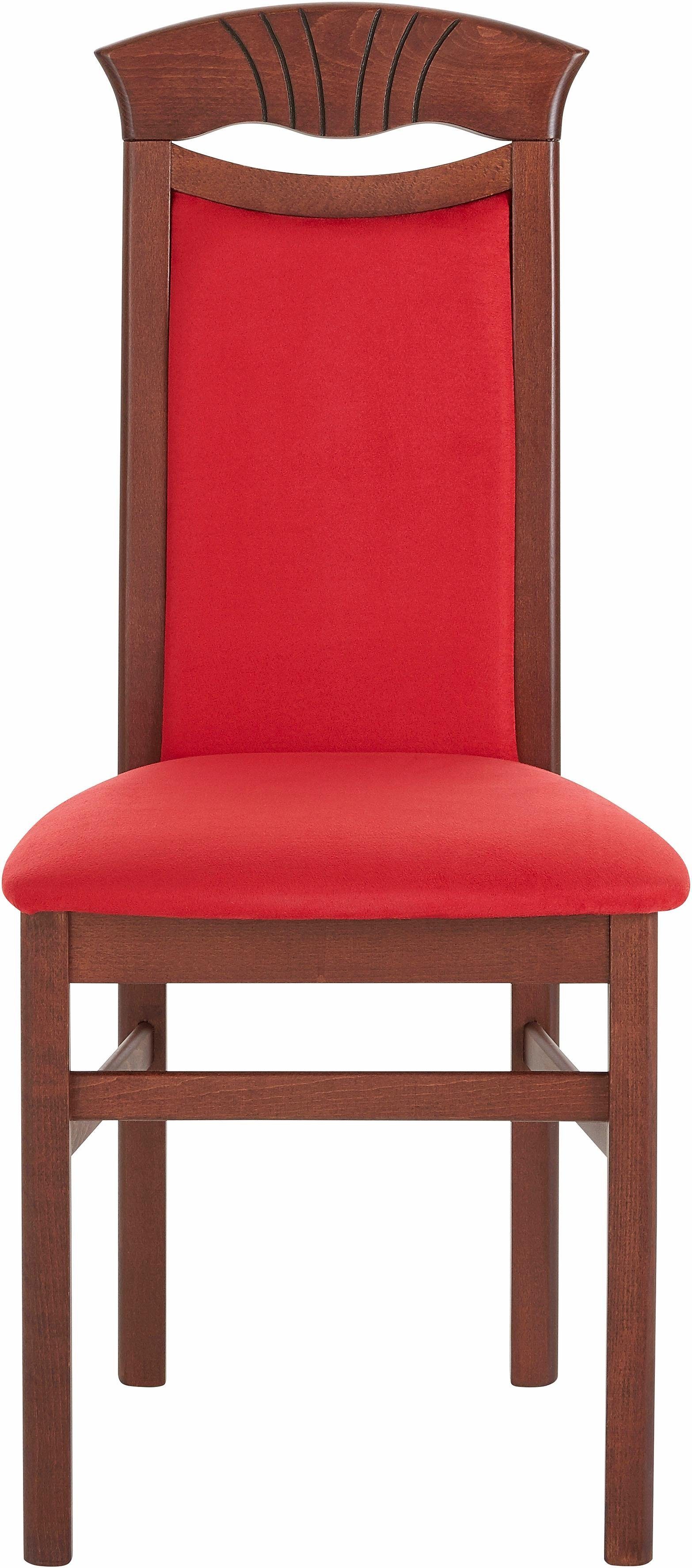 Home affaire Eetkamerstoel Franz slijtvast microvezel, onderstel beuken naturel of wit, houten stoel (set, 2 stuks)