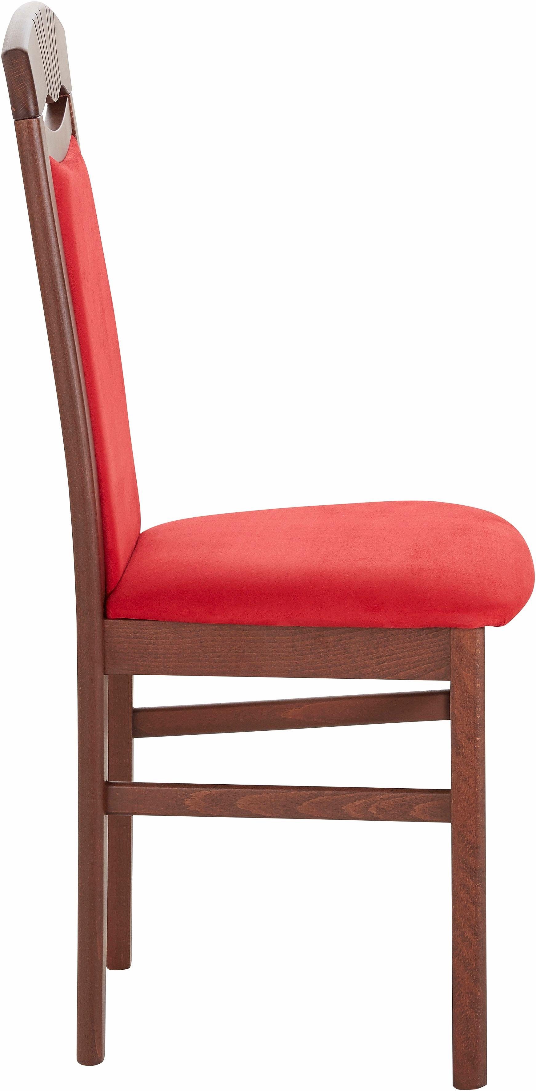 Home affaire Eetkamerstoel Franz slijtvast microvezel, onderstel beuken naturel of wit, houten stoel (set, 2 stuks)