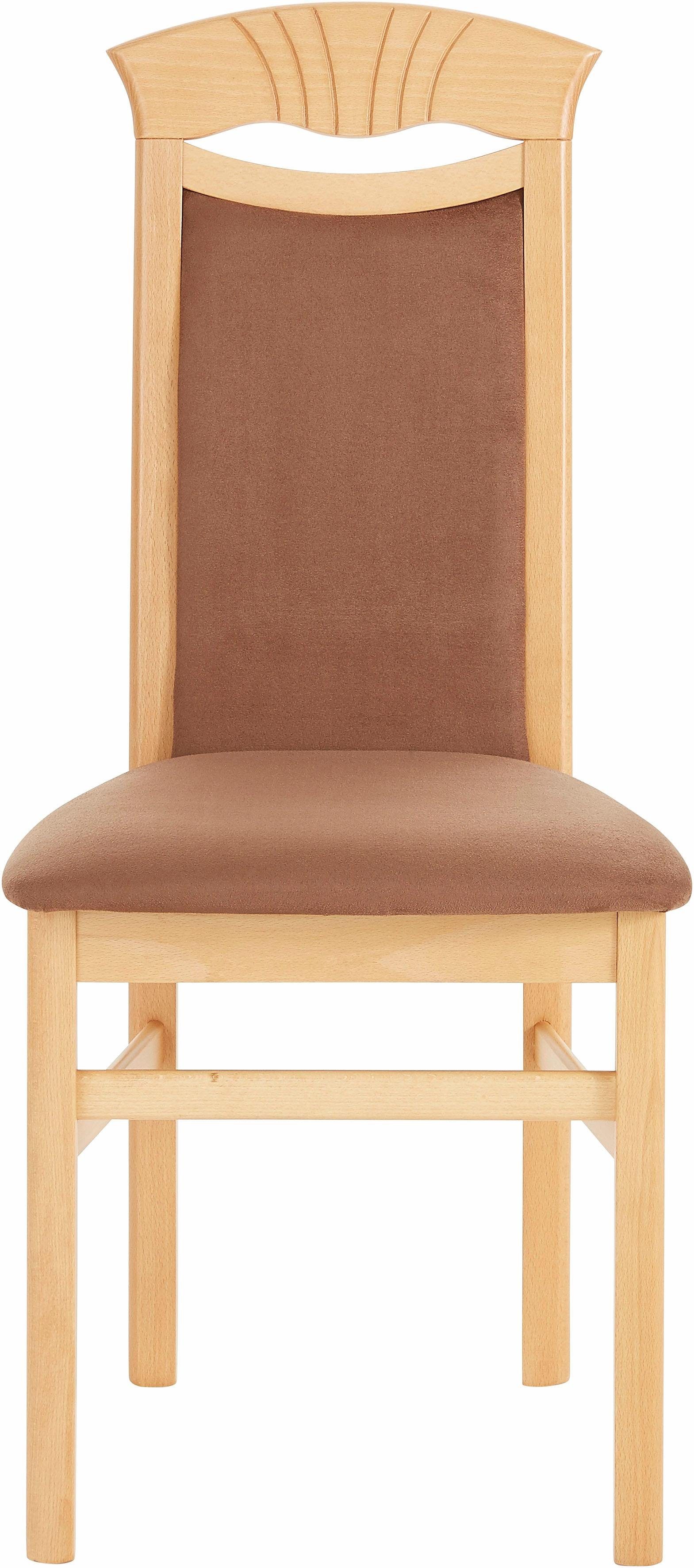 Home affaire Eetkamerstoel Franz slijtvast microvezel, onderstel beuken naturel of wit, houten stoel (set, 2 stuks)