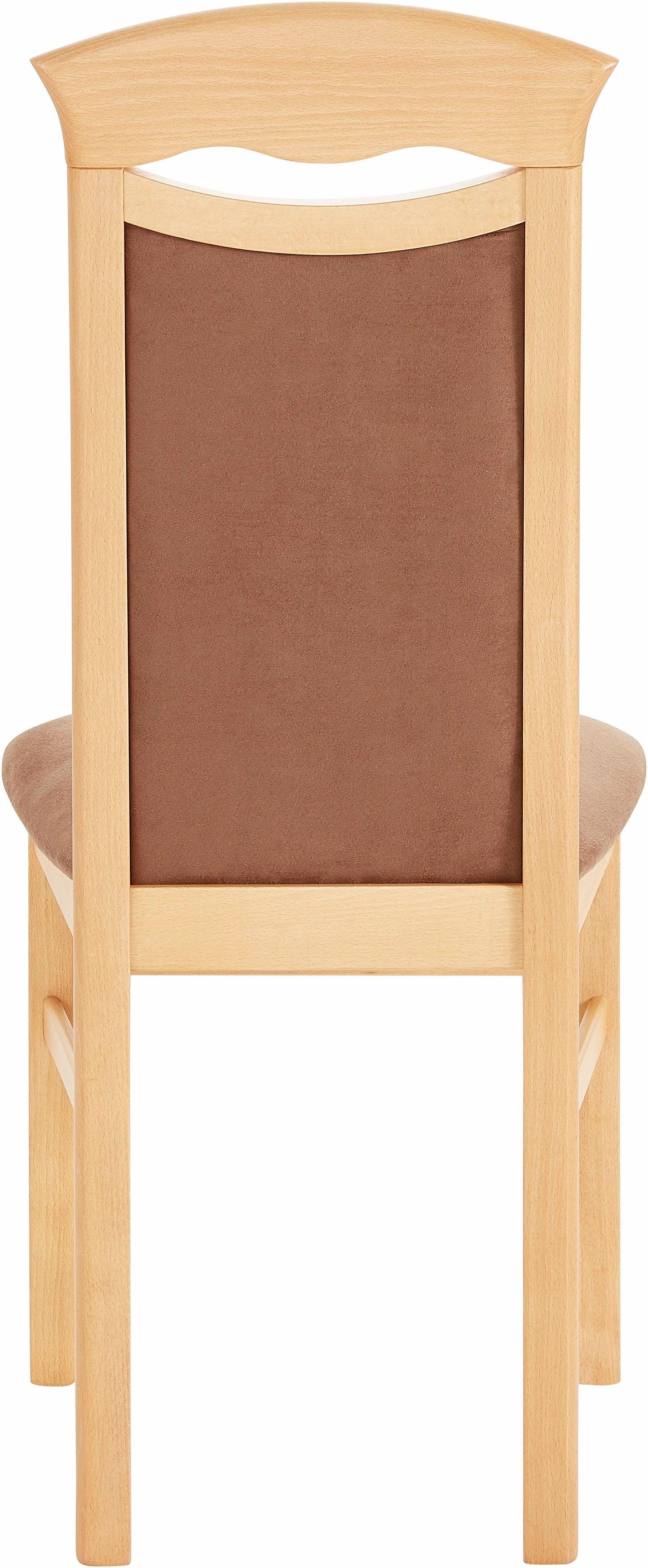 Home affaire Eetkamerstoel Franz slijtvast microvezel, onderstel beuken naturel of wit, houten stoel (set, 2 stuks)