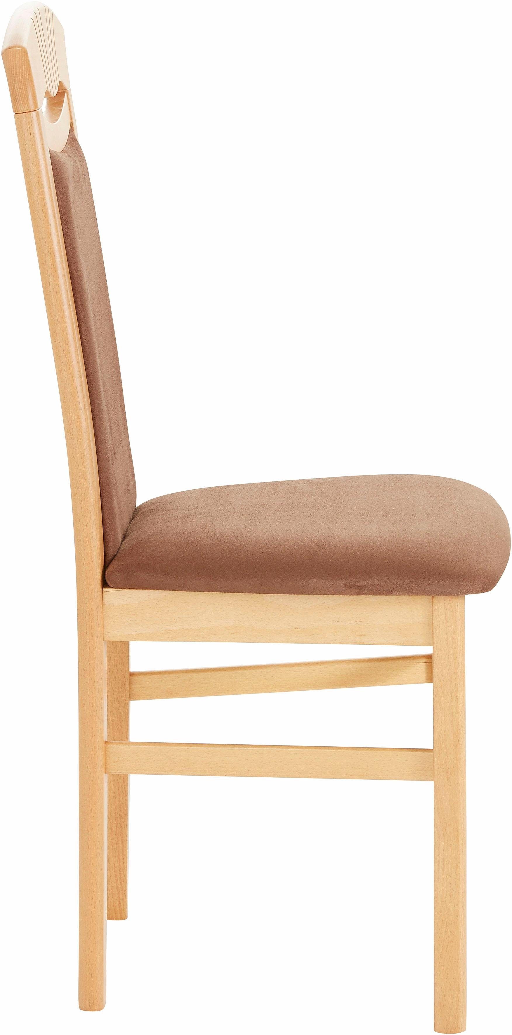 Home affaire Eetkamerstoel Franz slijtvast microvezel, onderstel beuken naturel of wit, houten stoel (set, 2 stuks)