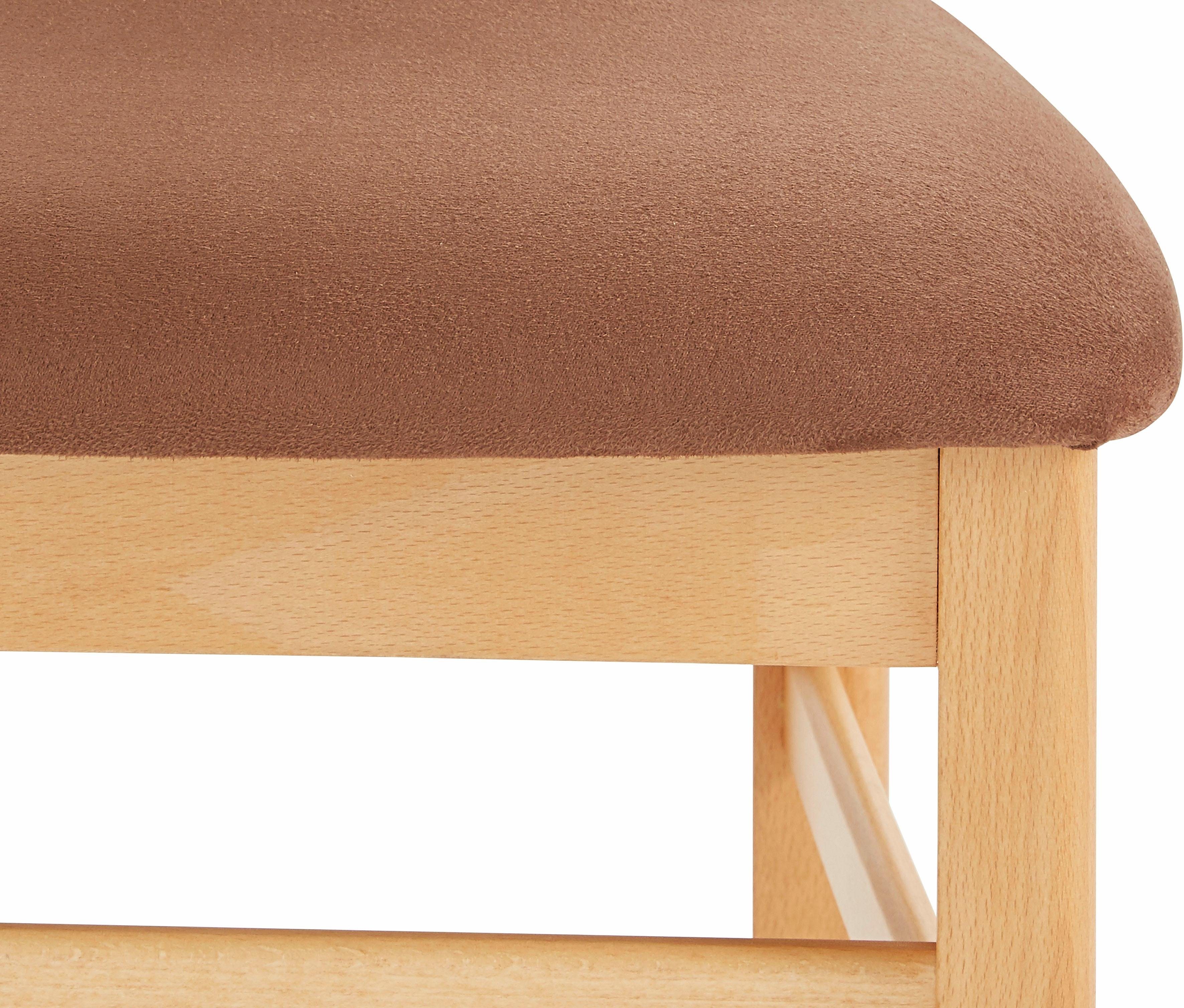 Home affaire Eetkamerstoel Franz slijtvast microvezel, onderstel beuken naturel of wit, houten stoel (set, 2 stuks)