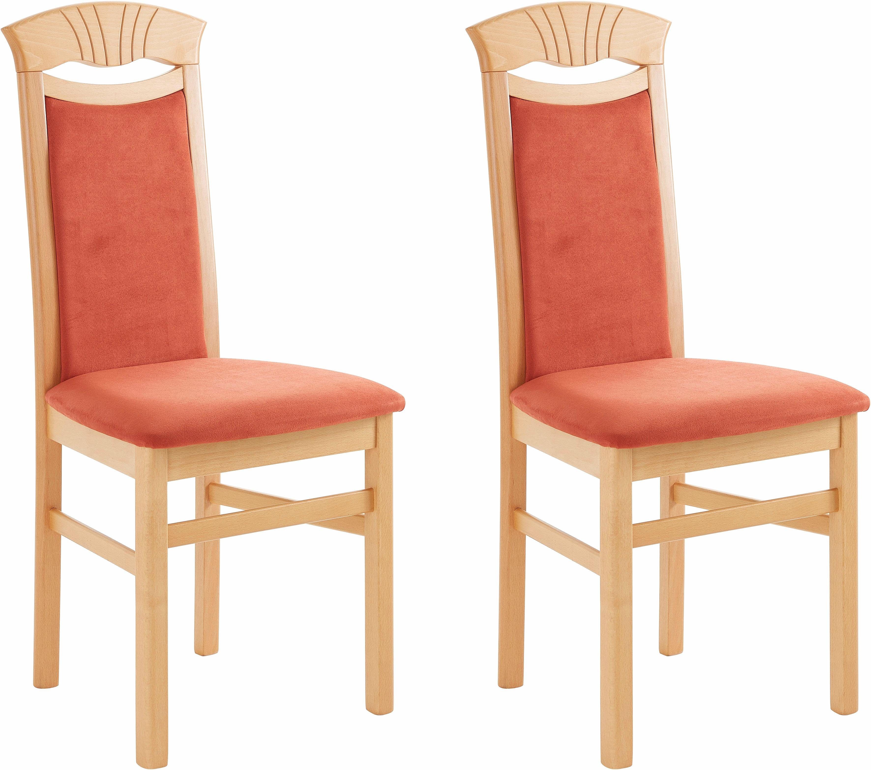 Home affaire Eetkamerstoel Franz slijtvast microvezel, onderstel beuken naturel of wit, houten stoel (set, 2 stuks)