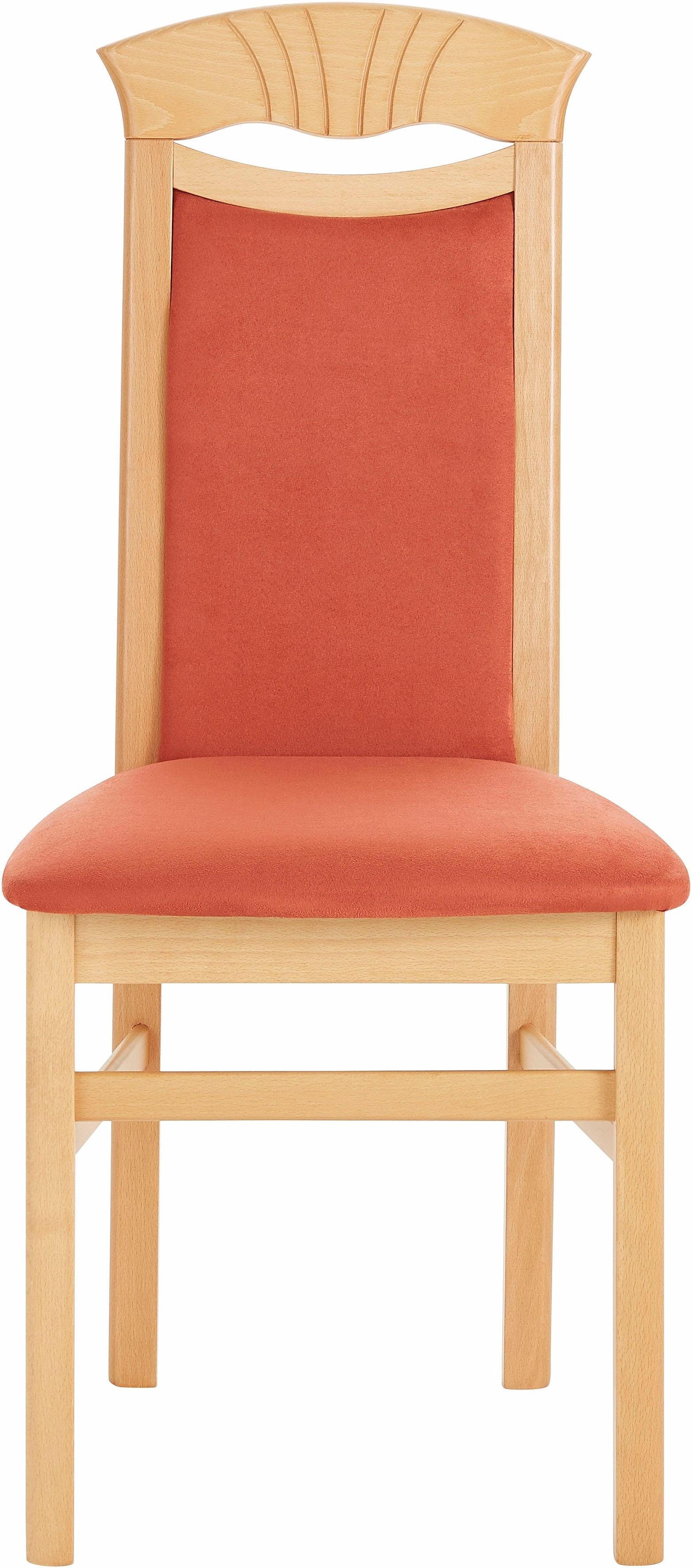 Home affaire Eetkamerstoel Franz slijtvast microvezel, onderstel beuken naturel of wit, houten stoel (set, 2 stuks)