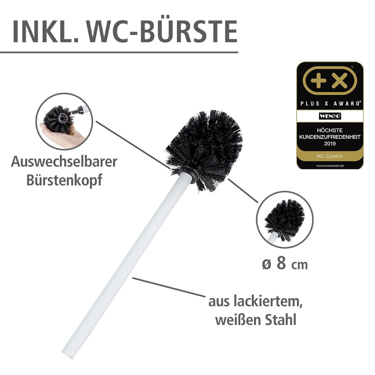 WENKO Toiletset Rivalta geïntegreerde toiletrolhouder en toiletborstelhouder