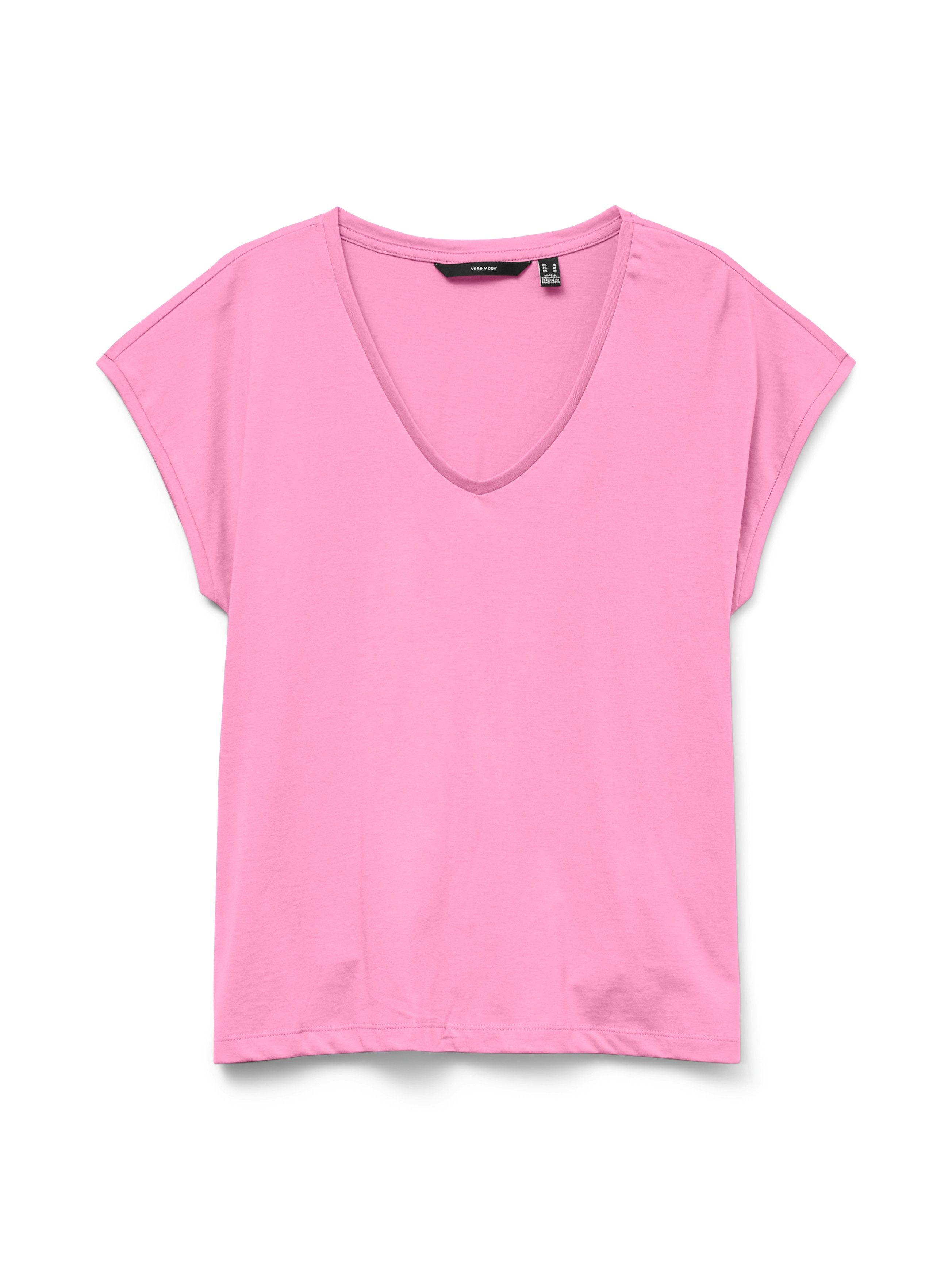Vero Moda Shirt met korte mouwen VMLUNA SS V-NECK TEE JRS NOOS dames t-shirts maat L (40) roze